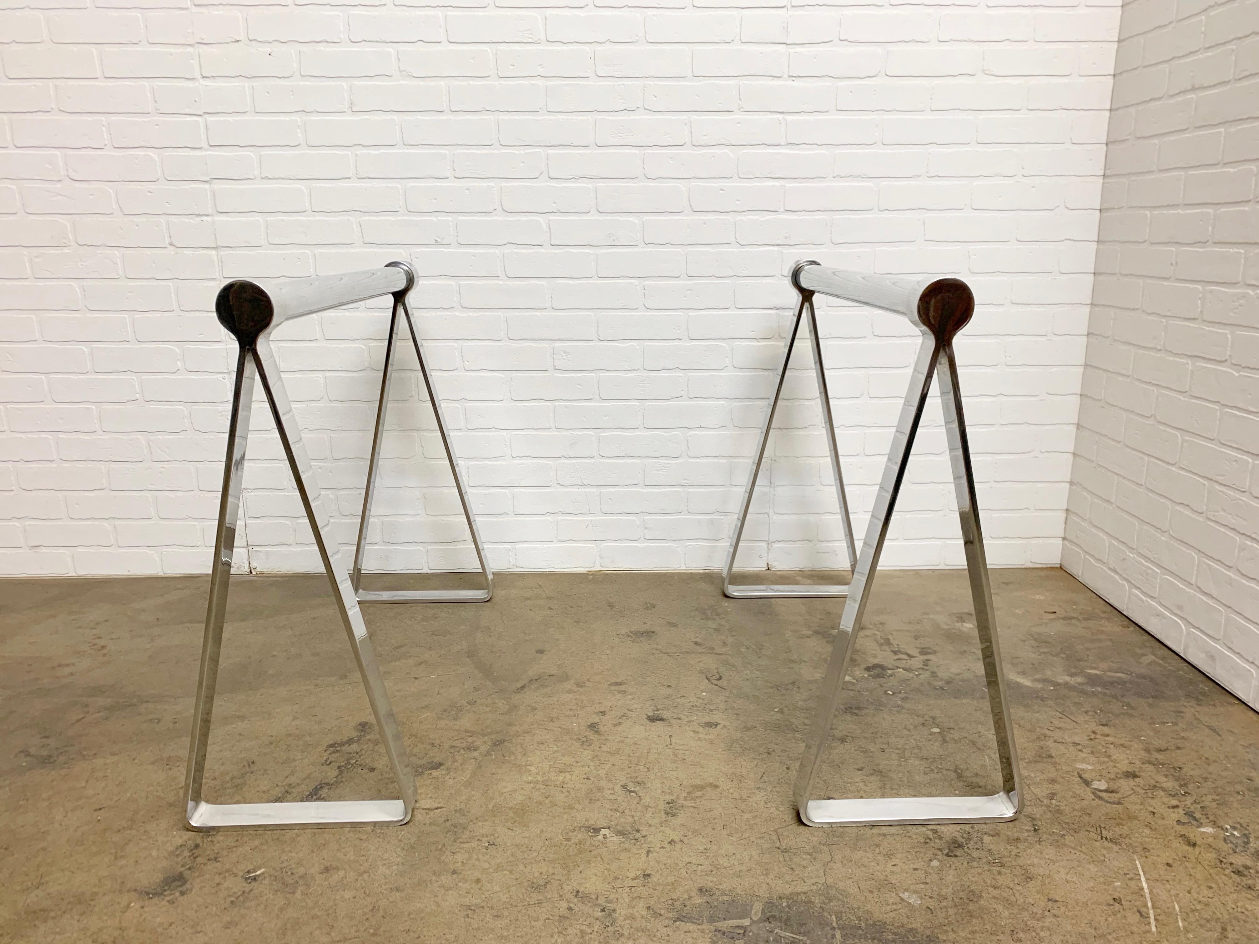 North American Mirrored Polished Aluminum Sawhorses