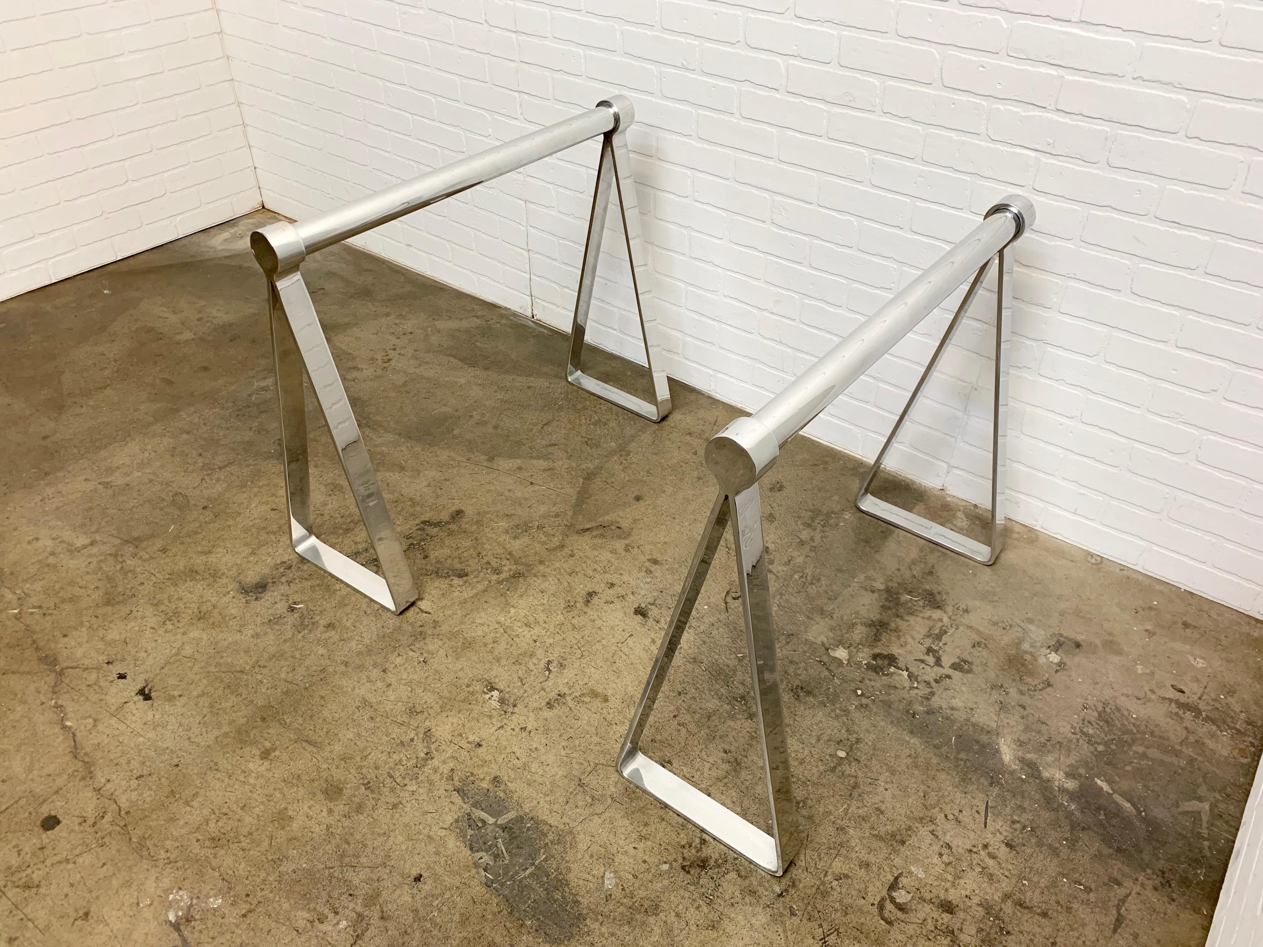 20th Century Mirrored Polished Aluminum Sawhorses