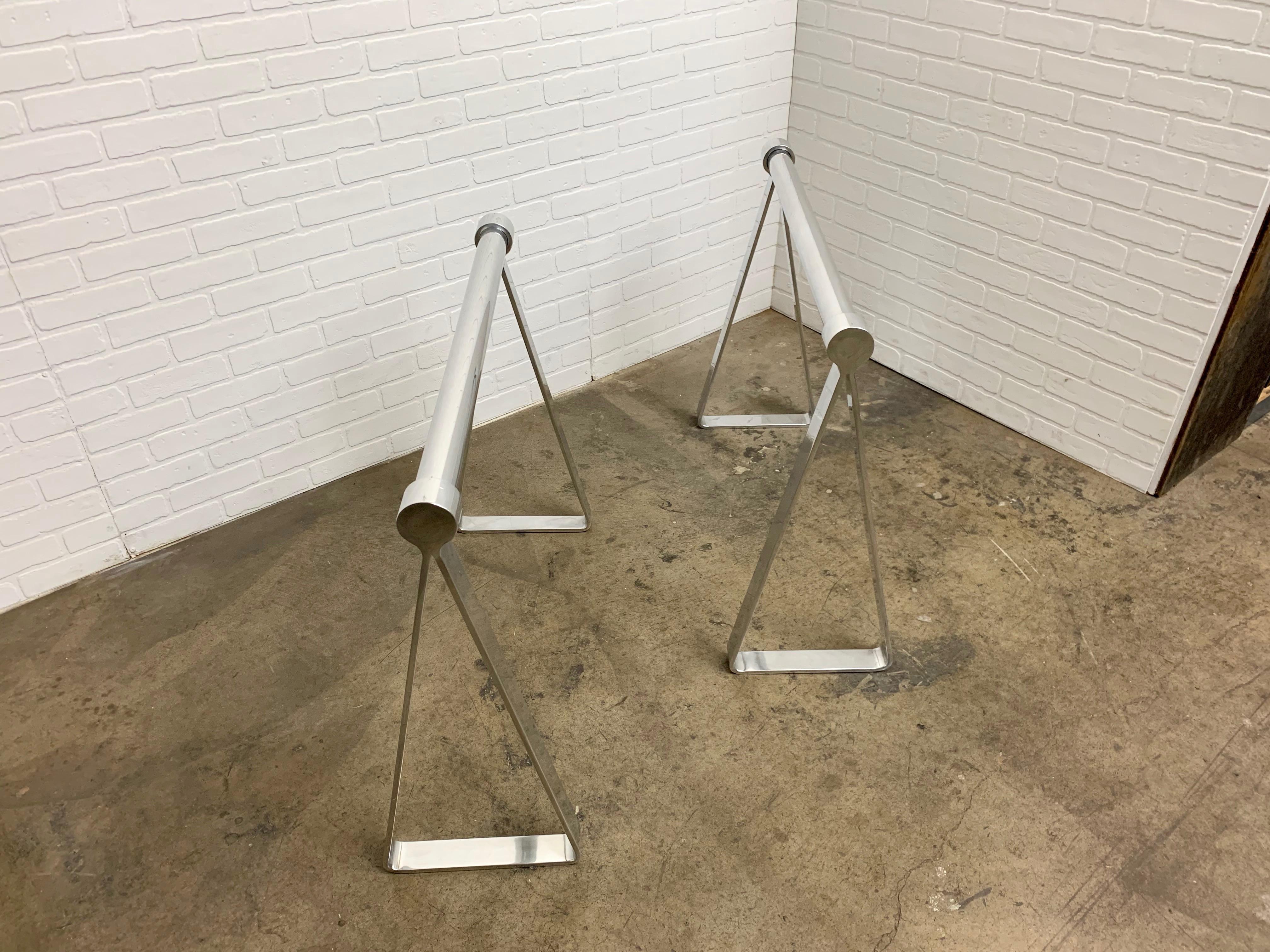 Mirrored Polished Aluminum Sawhorses 1
