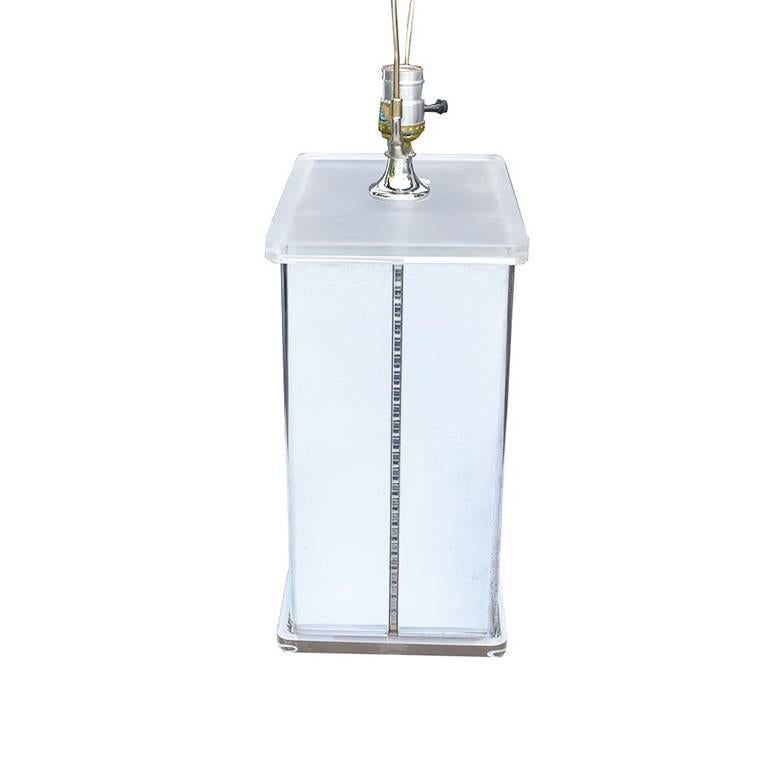 Mid-Century Modern Mirrored Retro Midcentury Lucite Statement Lamp For Sale