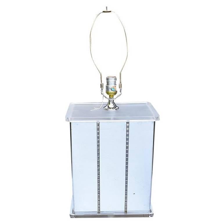 Mirrored Retro Midcentury Lucite Statement Lamp For Sale