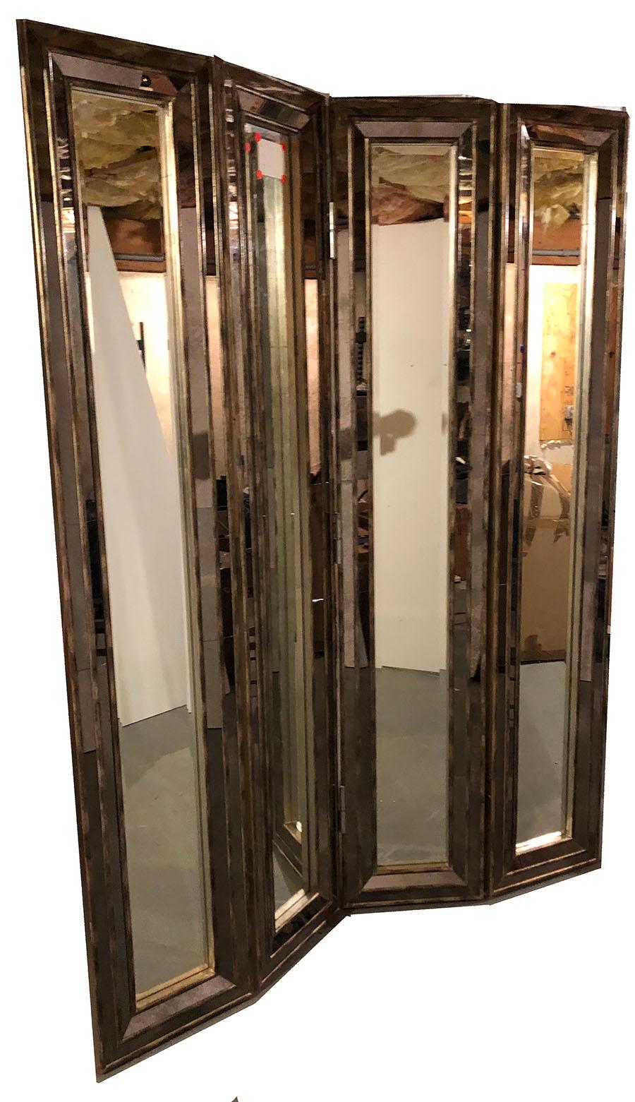 Beveled Mirrored Screen or Room Divider