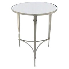 Mirrored Side Table Polished Nickel Frame