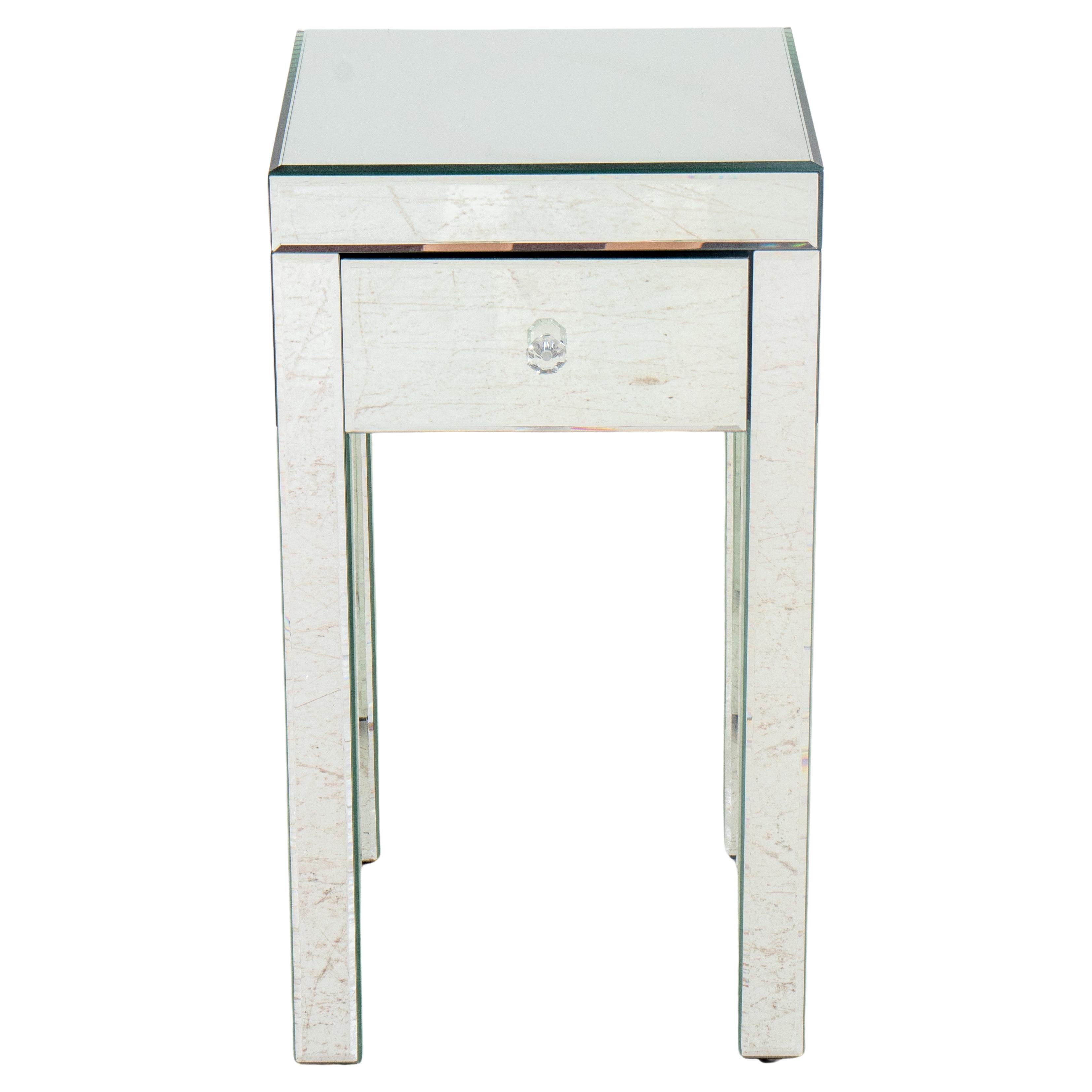 Mirrored Side Table With One Drawer For Sale