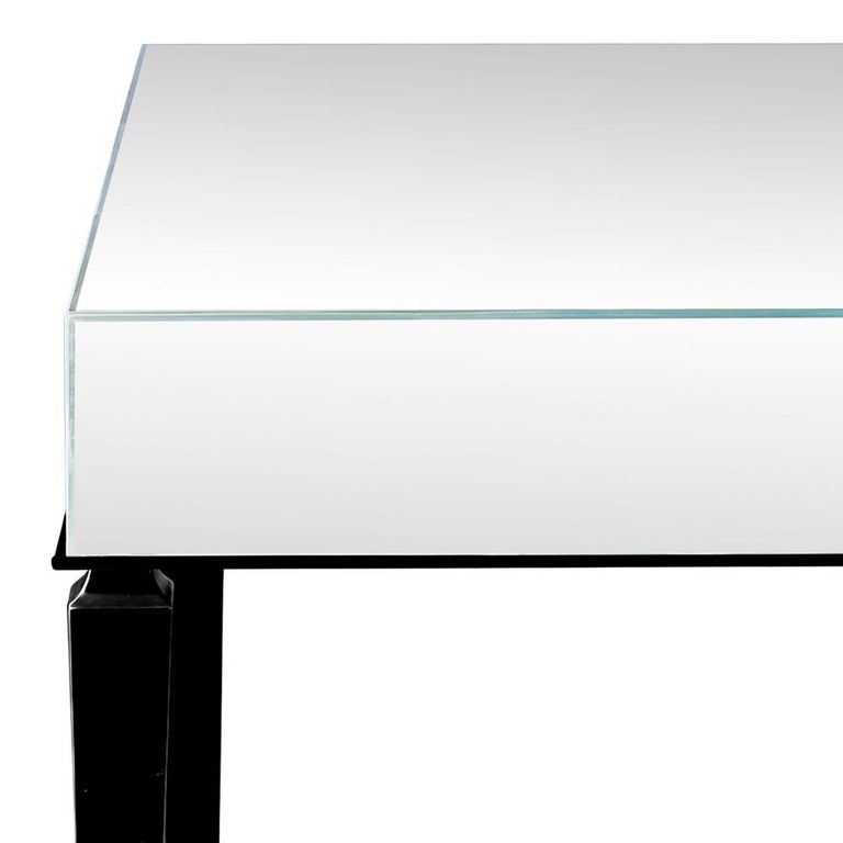 Mirrored Side Table With Solid Mahogany Wood Legs For Sale At 1stdibs
