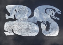 Verspiegelter Silber-Monogramm-Künstler Proof „Frau“ Albert Leon Wilson 1974