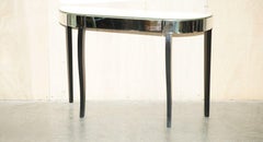 MIRRORED SINGLE DRAWER DEMI LUNE CONSOLE TABLE ELEGENT EBONiSED LETS PART OF SET