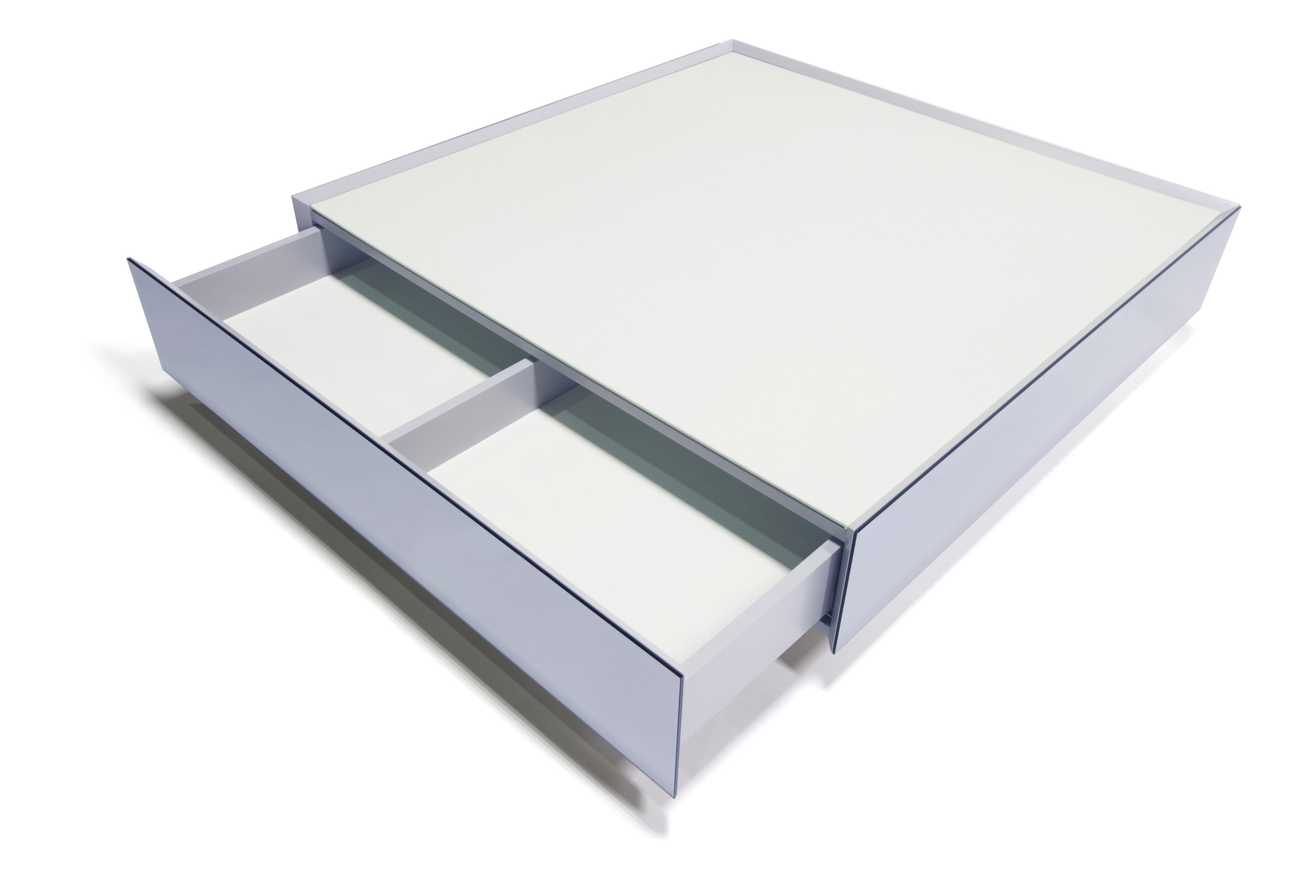 Moderne Table basse carrée en verre miroir, table basse Cofre en vente