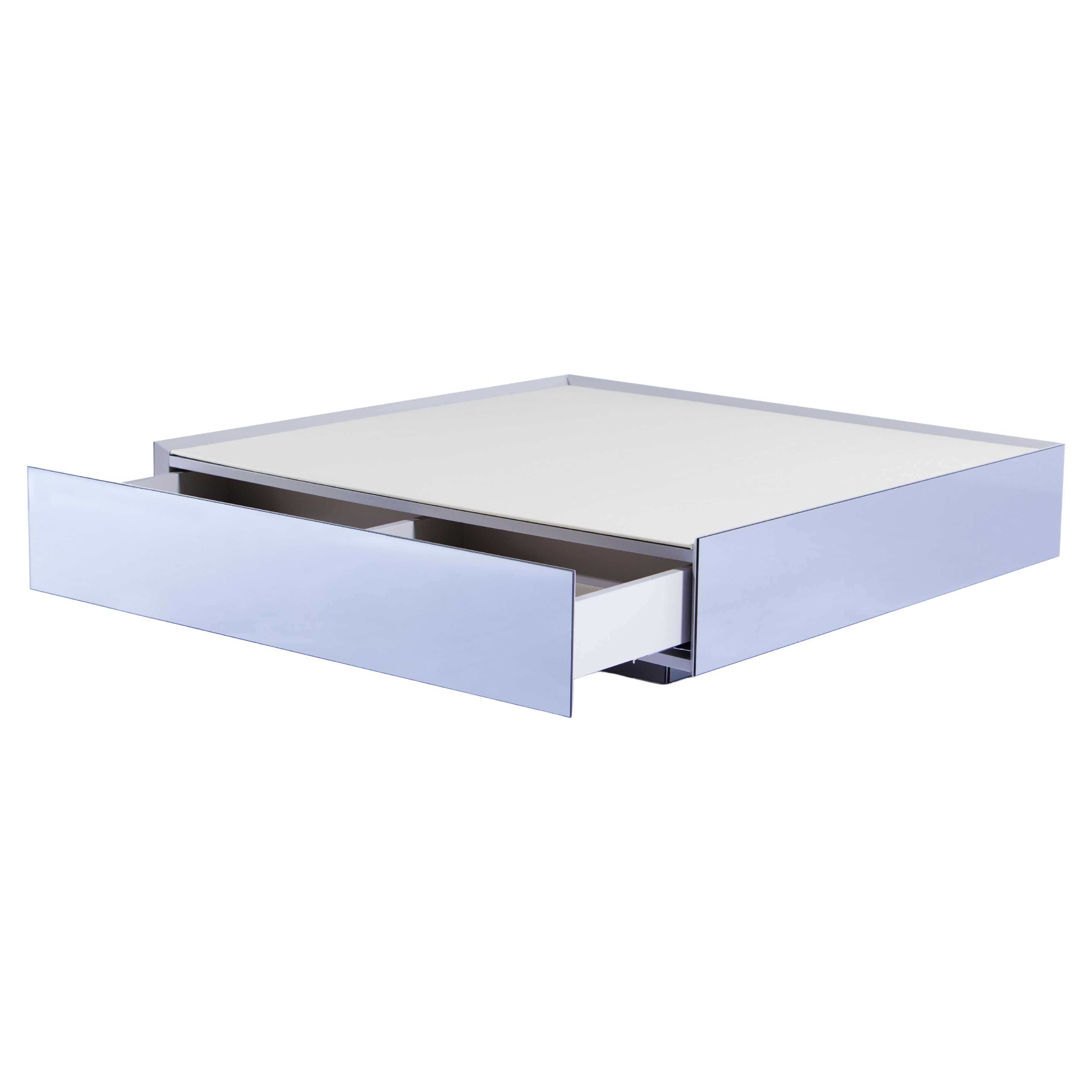 Mirrored Square Glass Coffee Table, Cofre Coffee Table