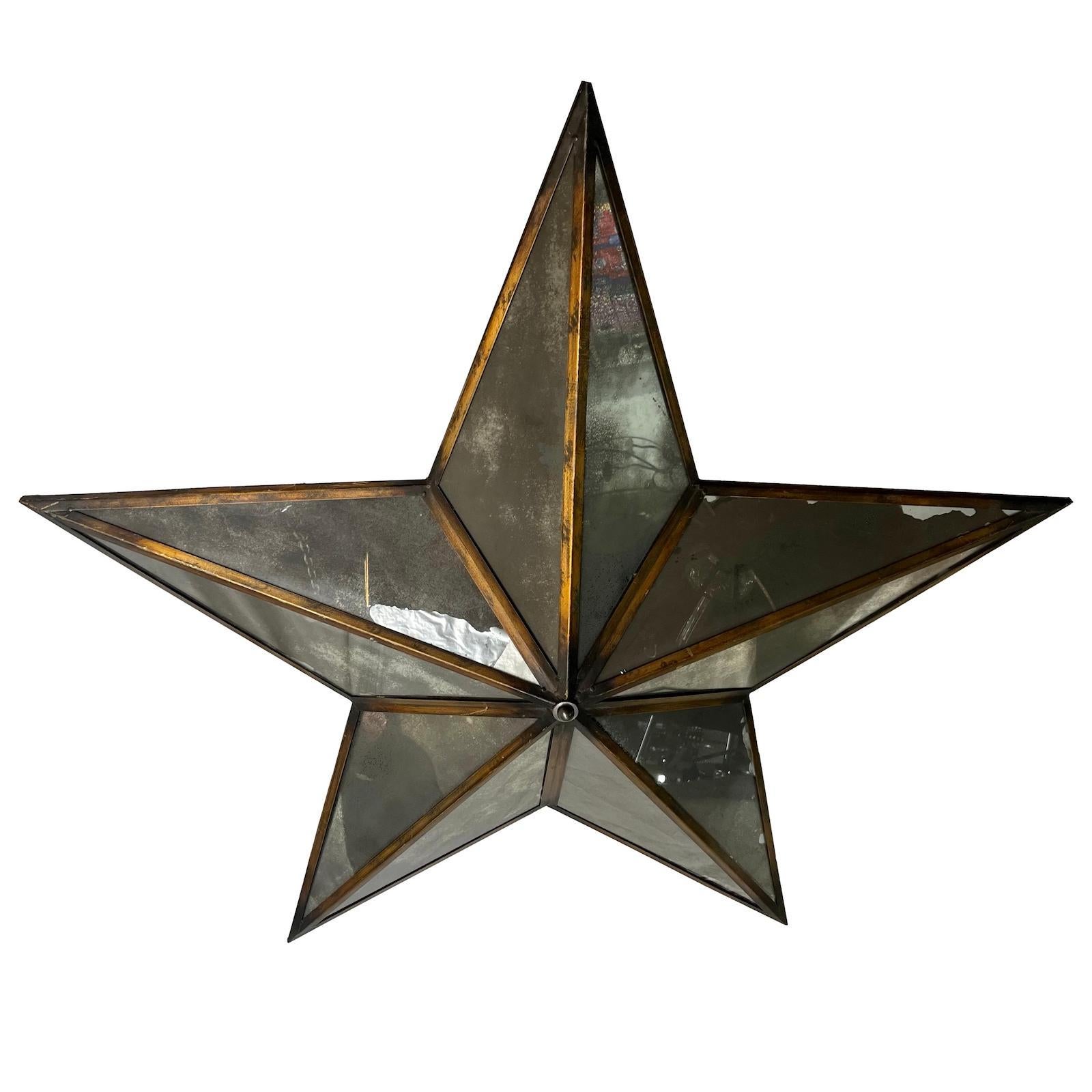 Mirrored Star Semi Flush Light Fixture For Sale 1