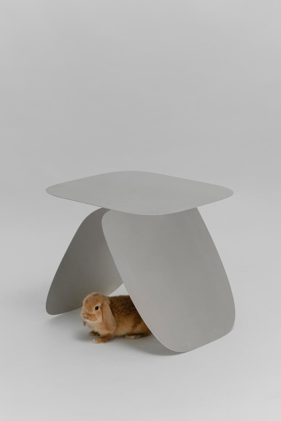 Macedonian Mirrored Steel Bunny Table by Daniel Nikolovski For Sale
