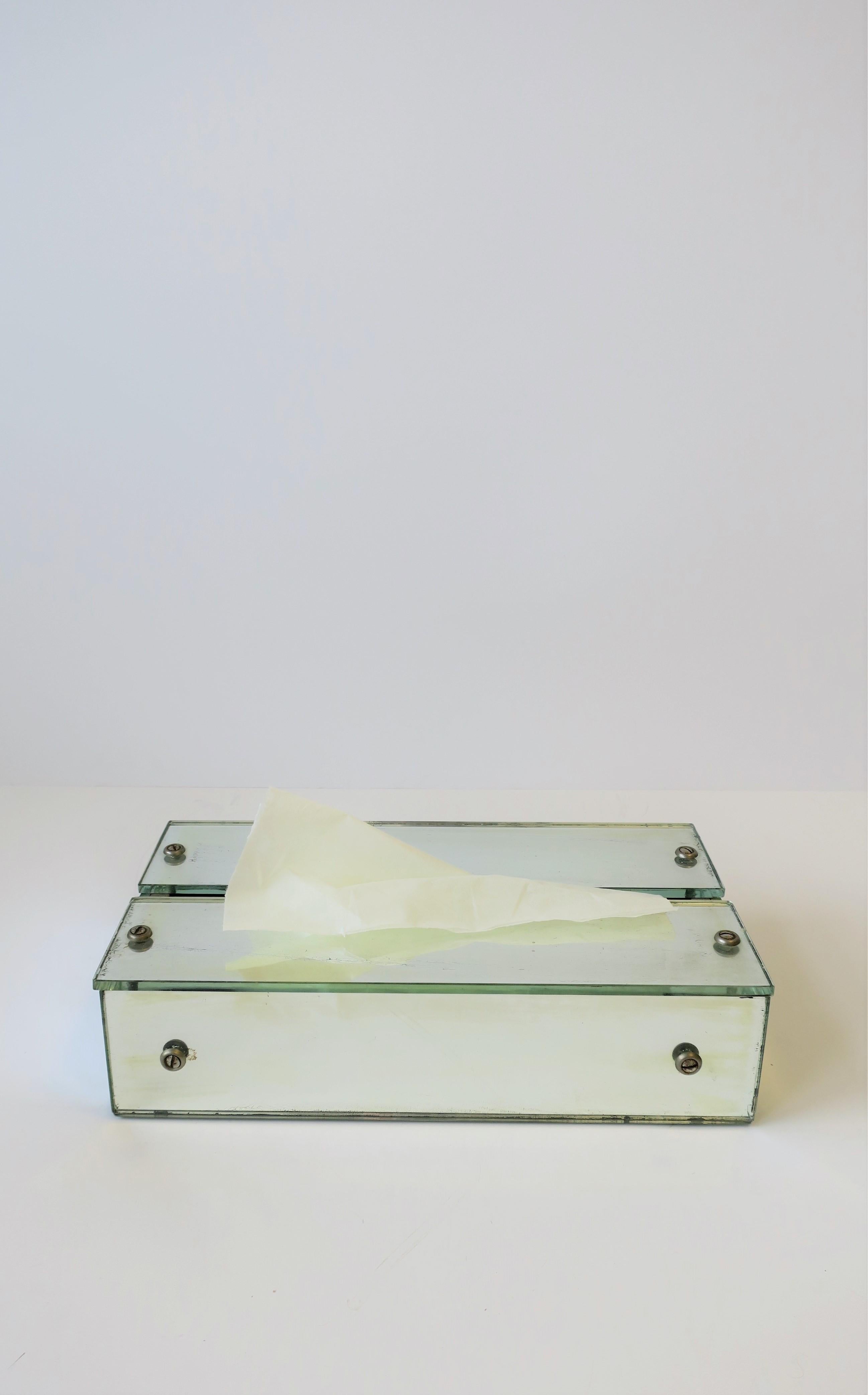 '70s Mirrored Tissue Holder Box Cover In Good Condition In New York, NY