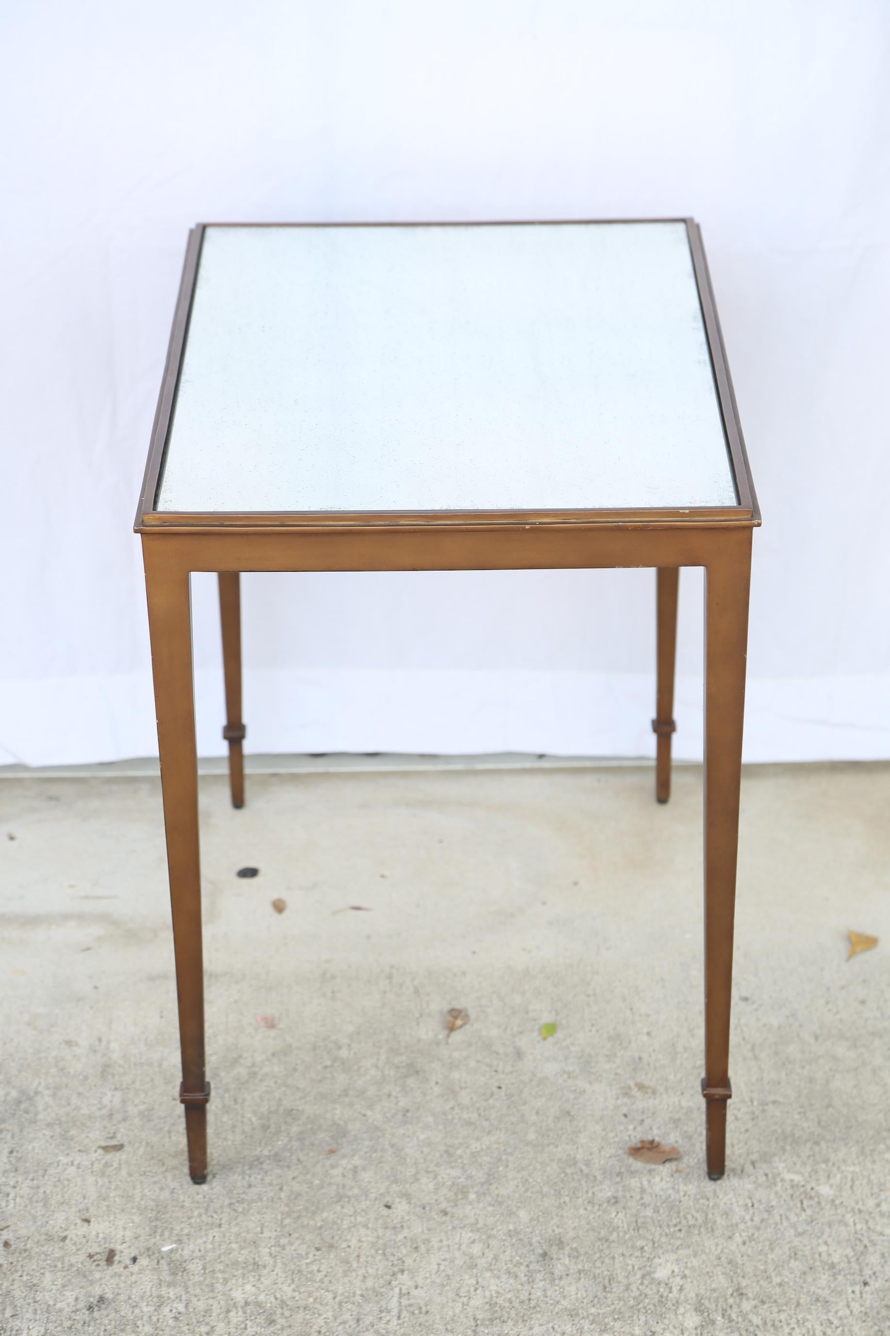 Neoclassical French Mirrored Top Bronze Side Table For Sale 2