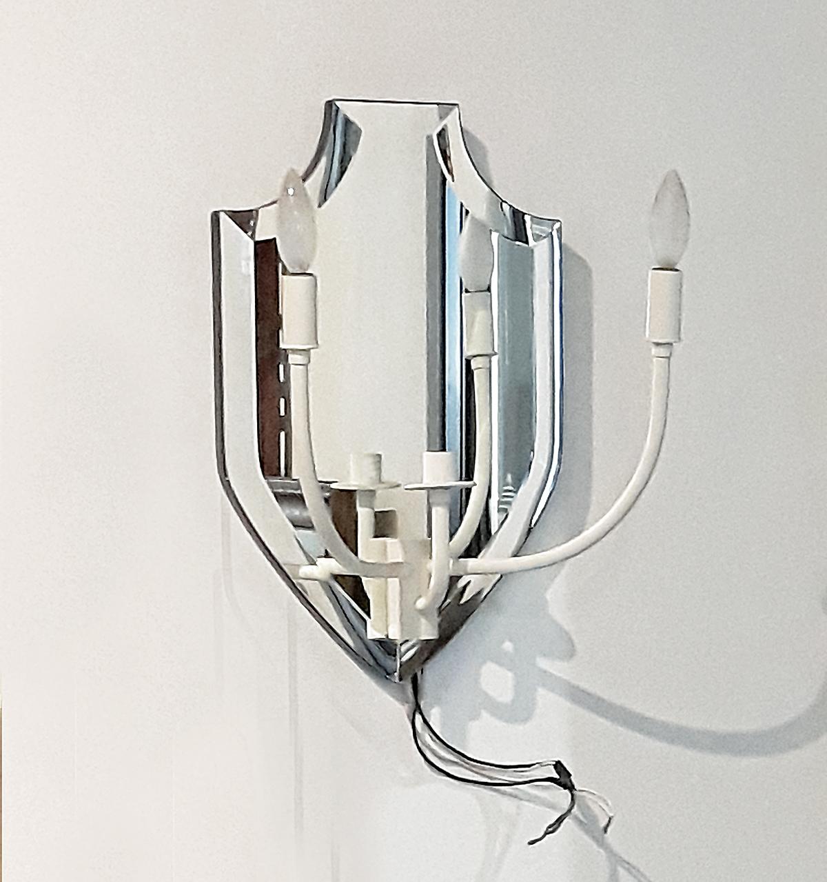 Mirrored Two-Arm Wall Light Sconce For Sale 4