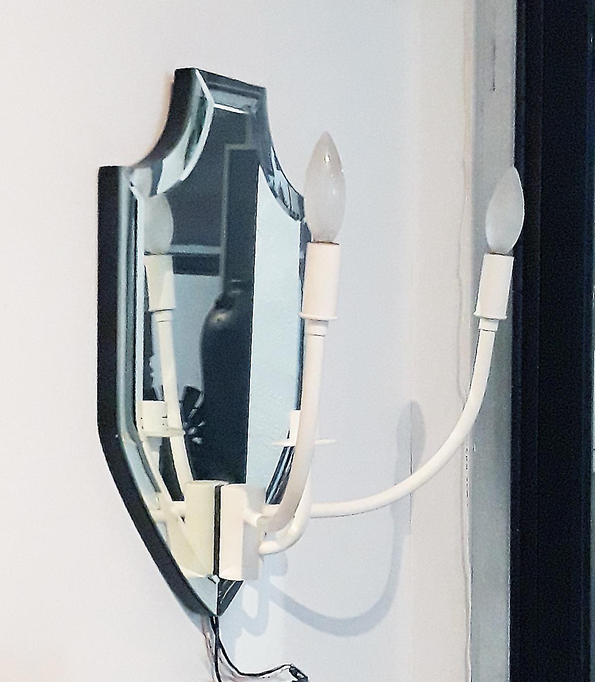 Mirrored Two-Arm Wall Light Sconce For Sale 5