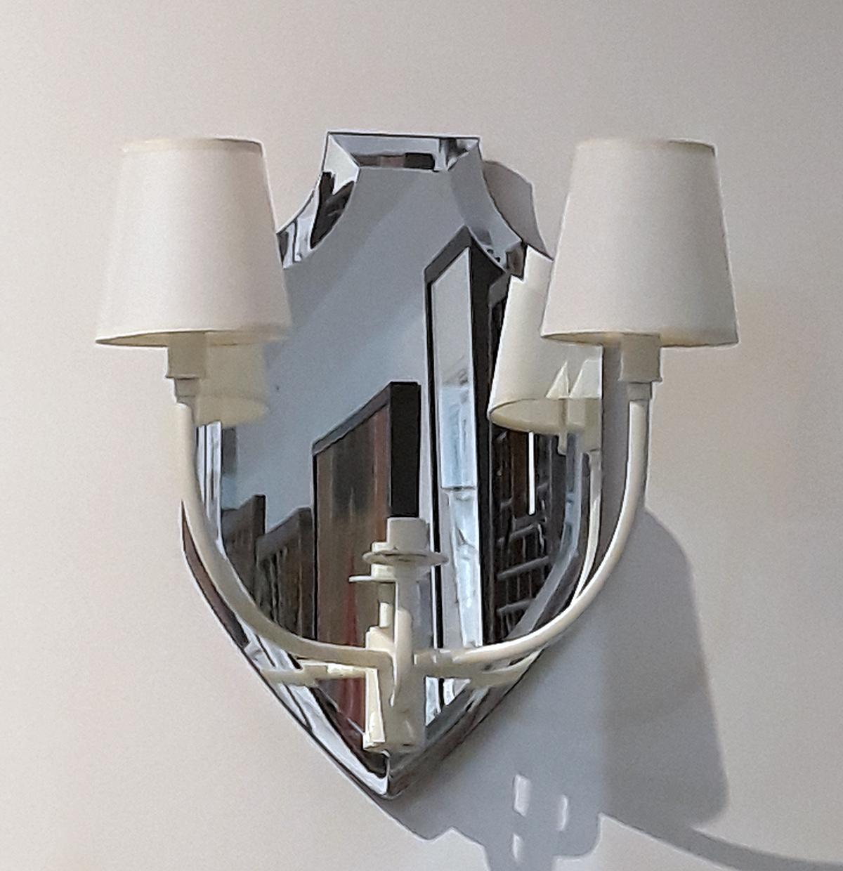 Mirrored Two-Arm Wall Light Sconce For Sale 8