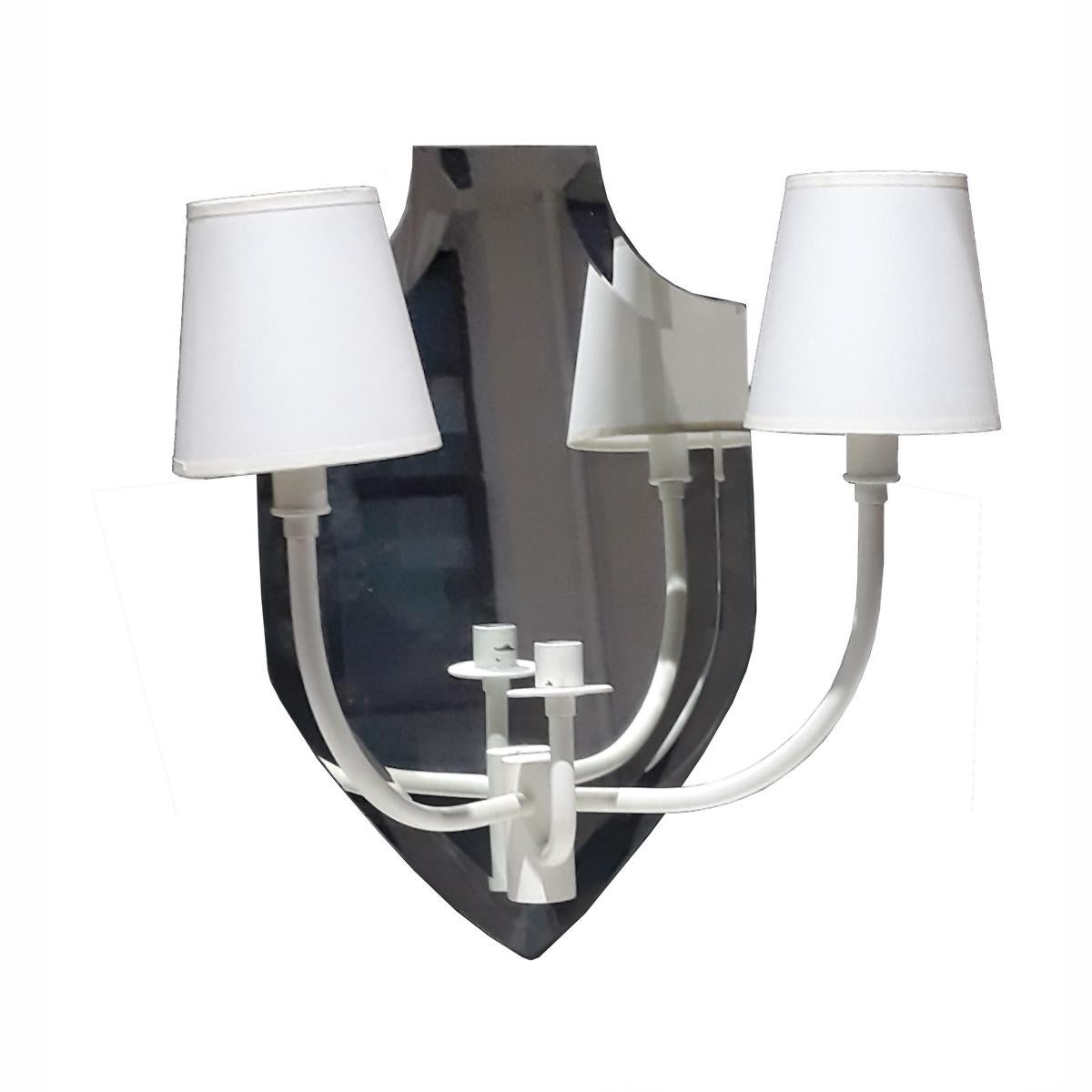 Late 20th Century Mirrored Two-Arm Wall Light Sconce For Sale