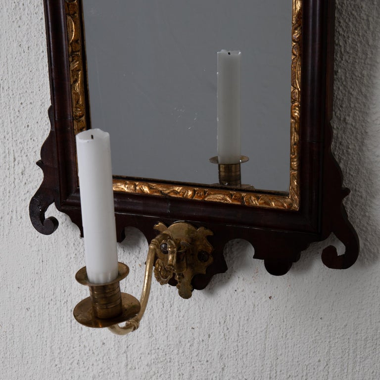 Mirrored Wall Sconce English Mahogany Gilded Queen Anne England For