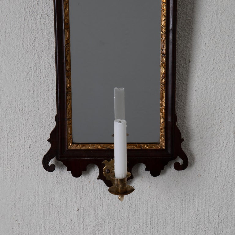 Mirrored Wall Sconce English Mahogany Gilded Queen Anne England For