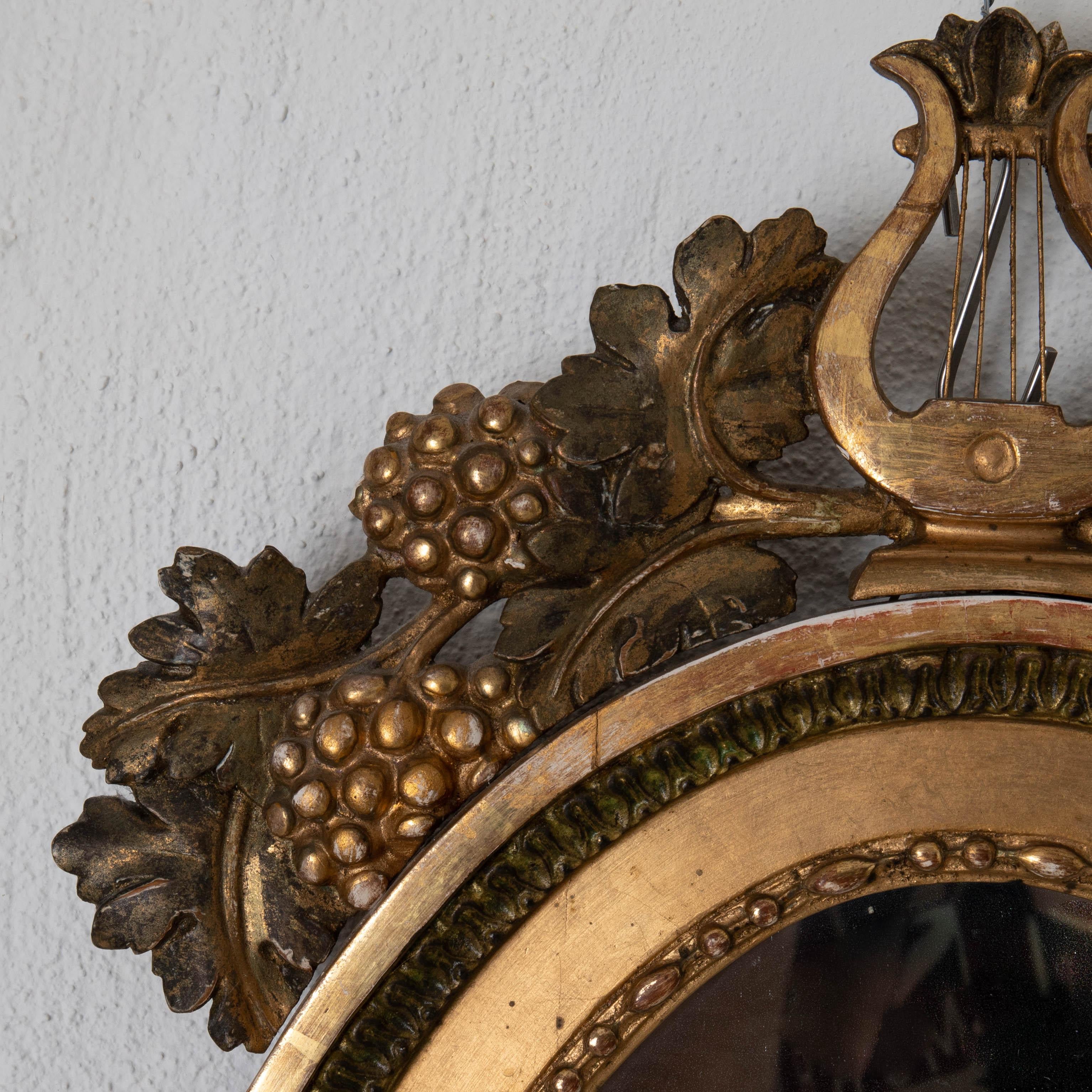 Mirrored Wall Sconces Swedish Gustavian 18th Century Signed Gilded Sweden, Pair In Good Condition For Sale In New York, NY