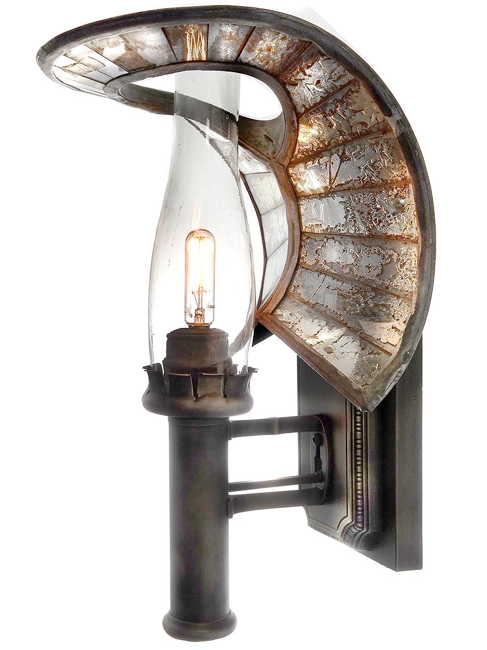 Industrial Mirrored Wheeler Railroad Sconce