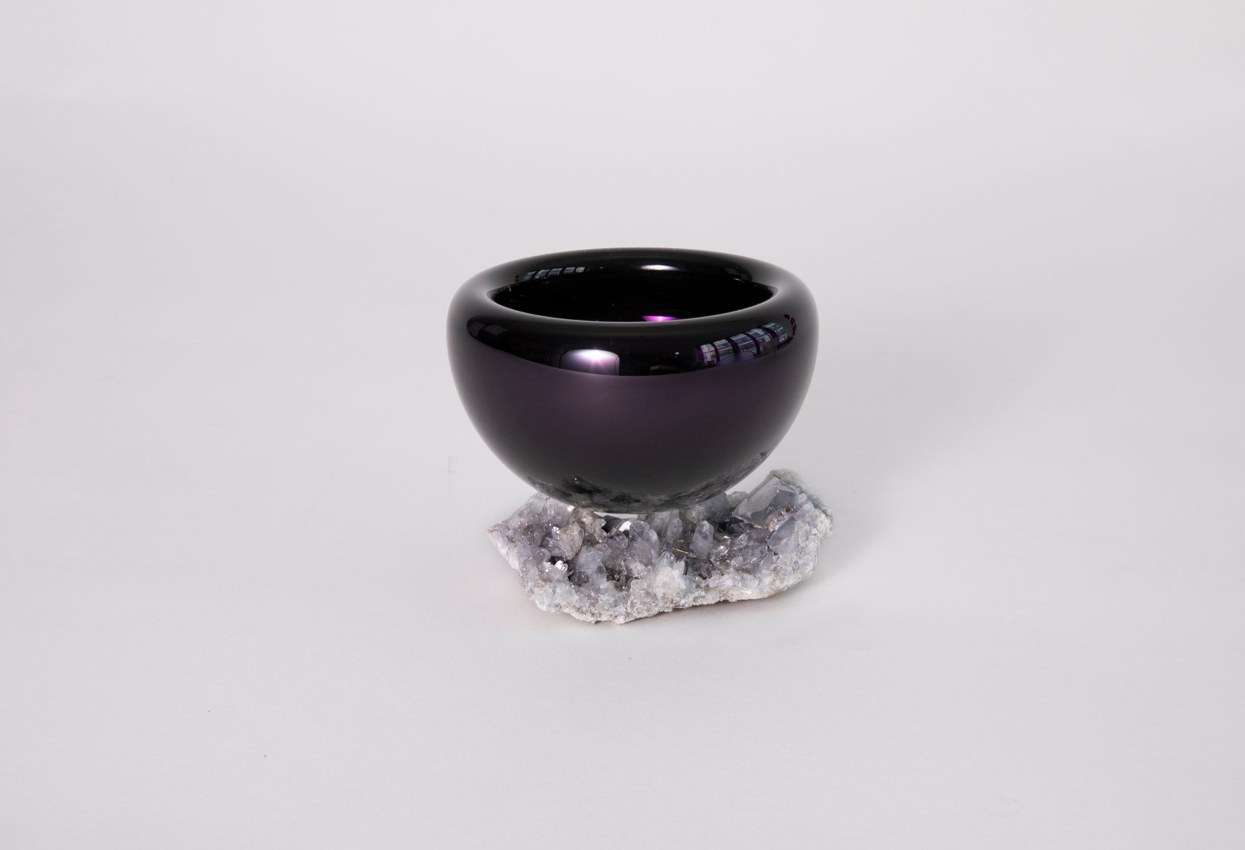 Other Mirrorized Glass Bowl with Crystal Base For Sale