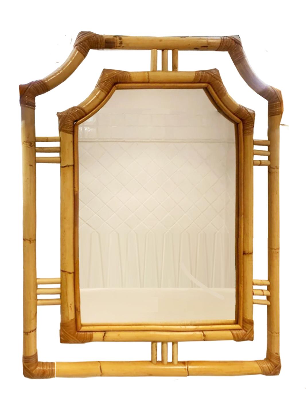 Mirrors Bamboo Mid-20th  Century   Franco Albini Style In Excellent Condition For Sale In Mombuey, Zamora