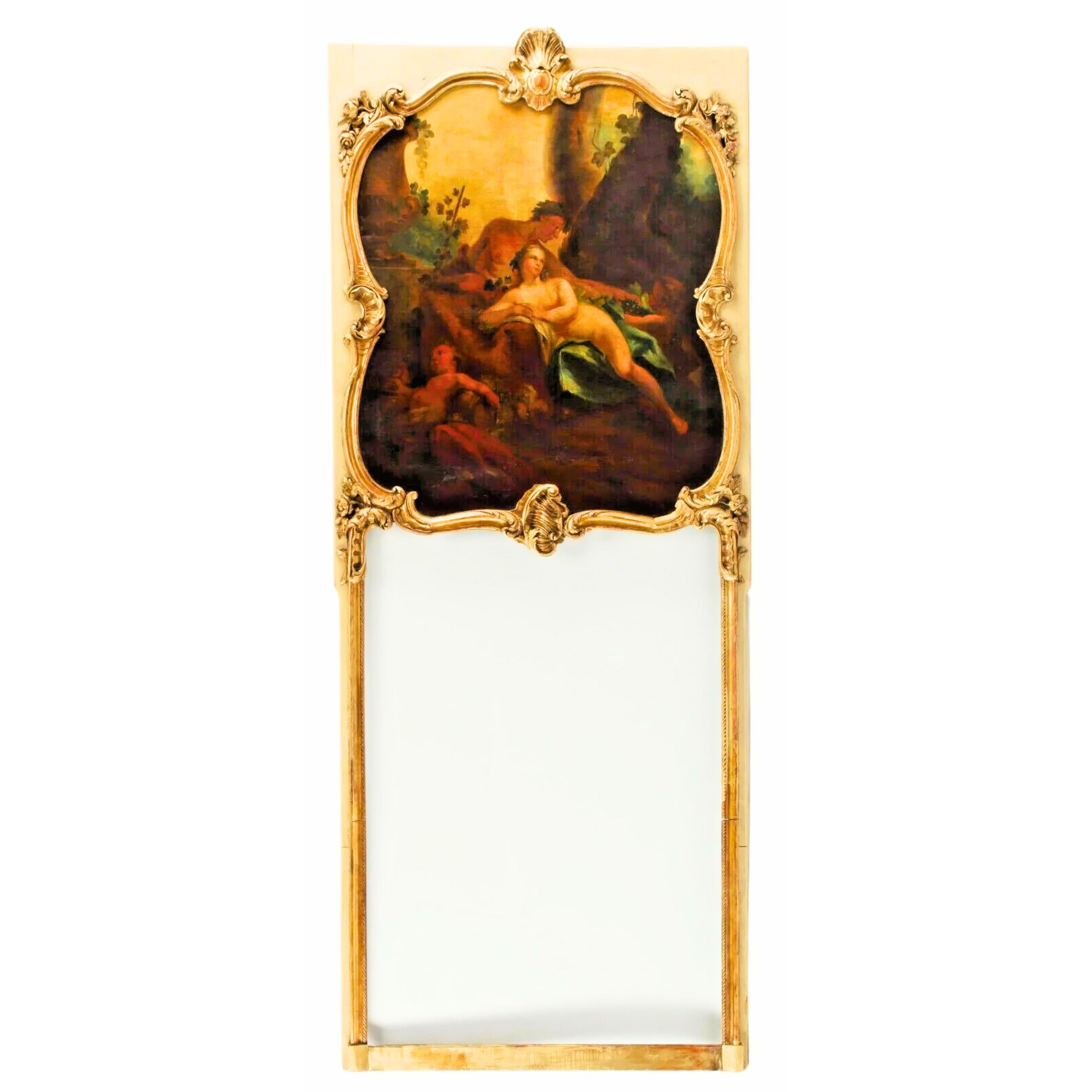 Other Mirrors, French Parcel Gilt & Painted Trumeau, Vintage / Antique, Set of Two!! For Sale