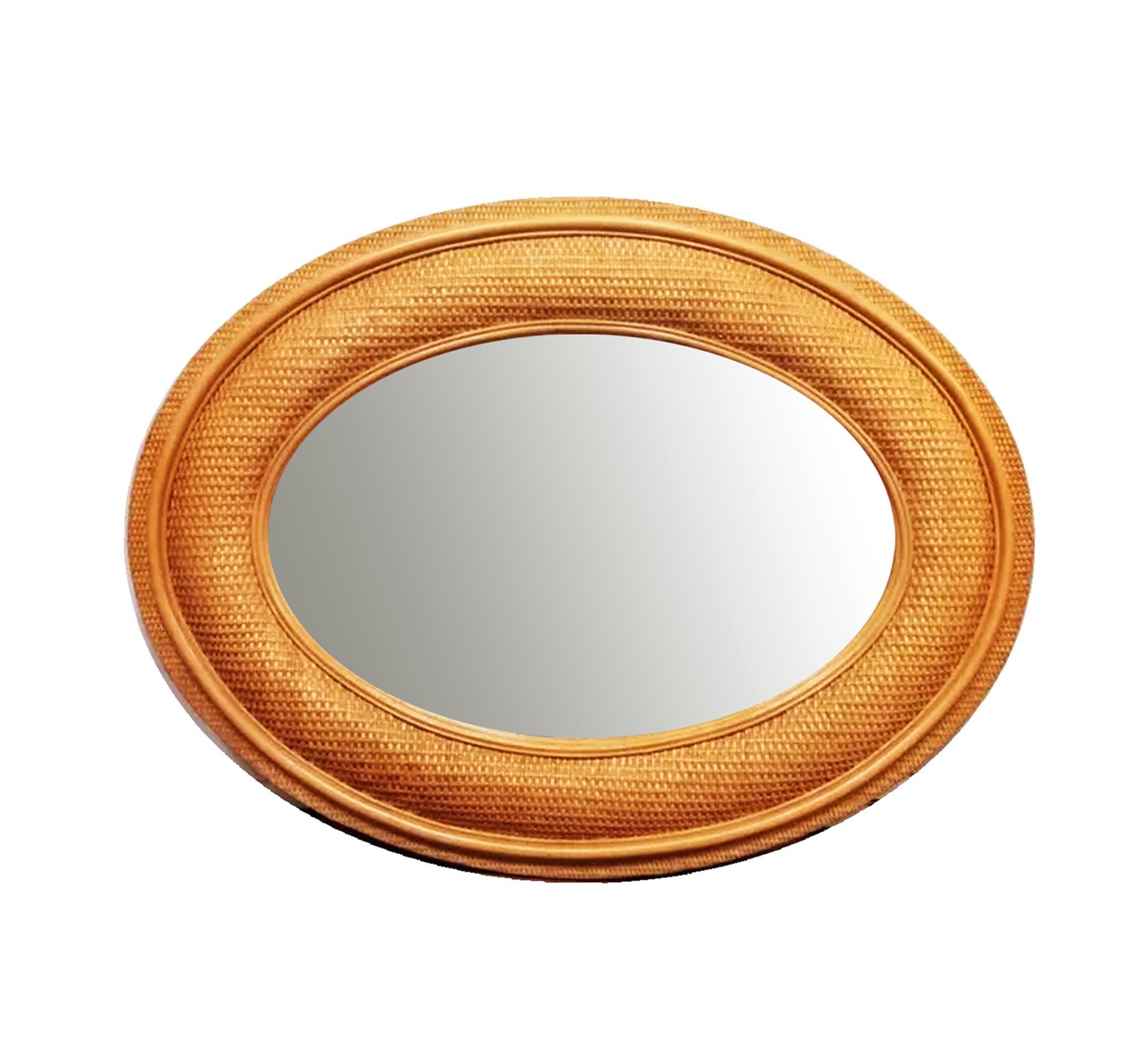 Mirrors Rattan Rare Extra Large Oval  Mid-20th  Century 120x91 cm For Sale 12