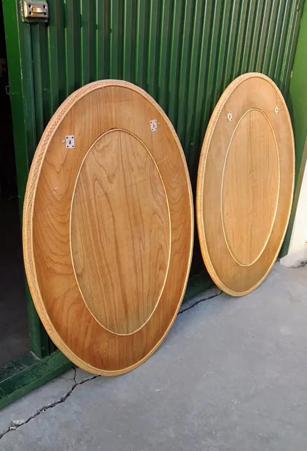 Mirrors Rattan Rare Extra Large Oval  Mid-20th  Century 120x91 cm For Sale 6