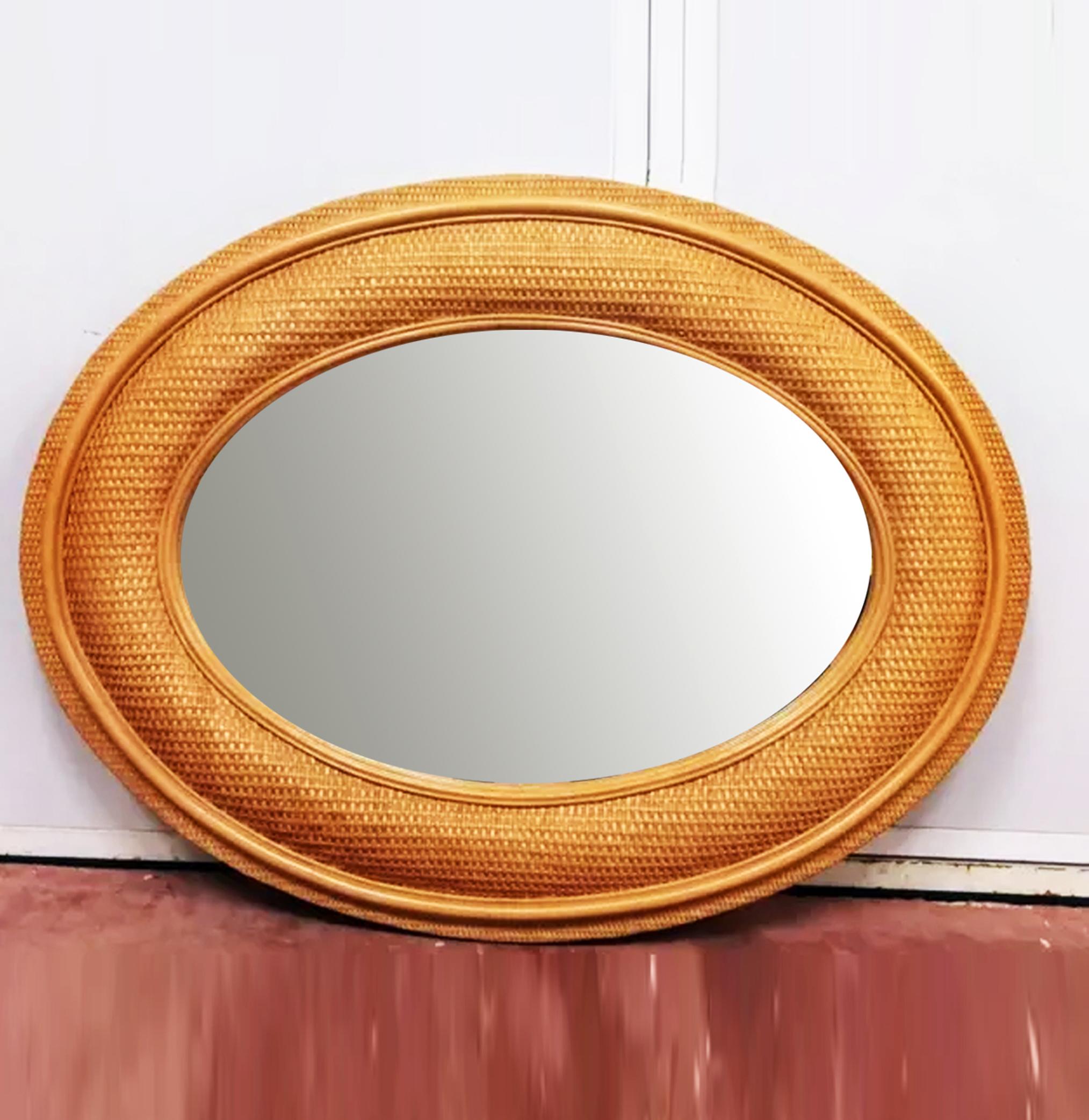 Large MidCentury Modern Rattan Mirror at 1stDibs large rattan mirror