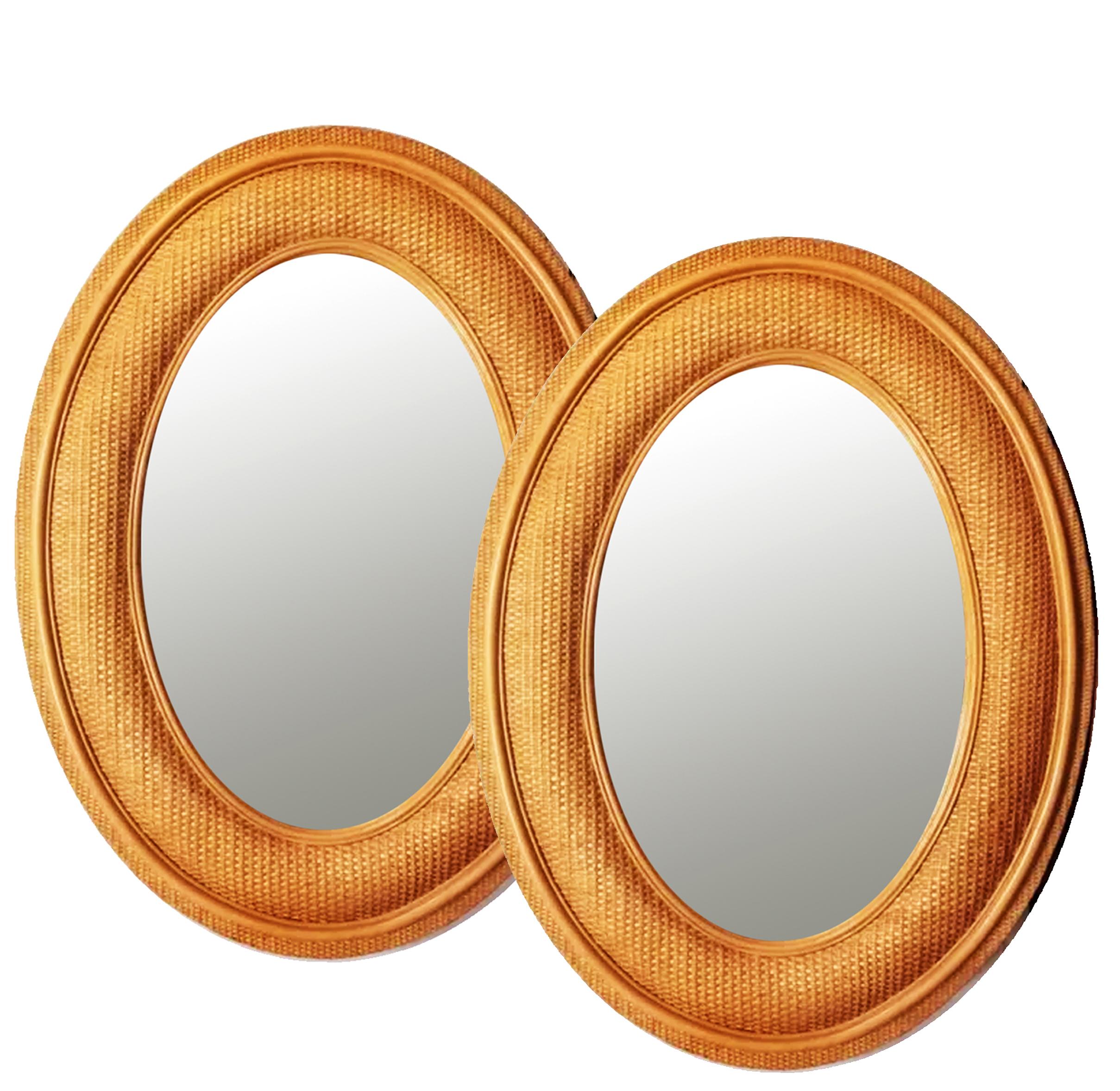  Mirrors Rattan Extra Large French Riviera , Mid-Century Modern 120-90cm For Sale 7
