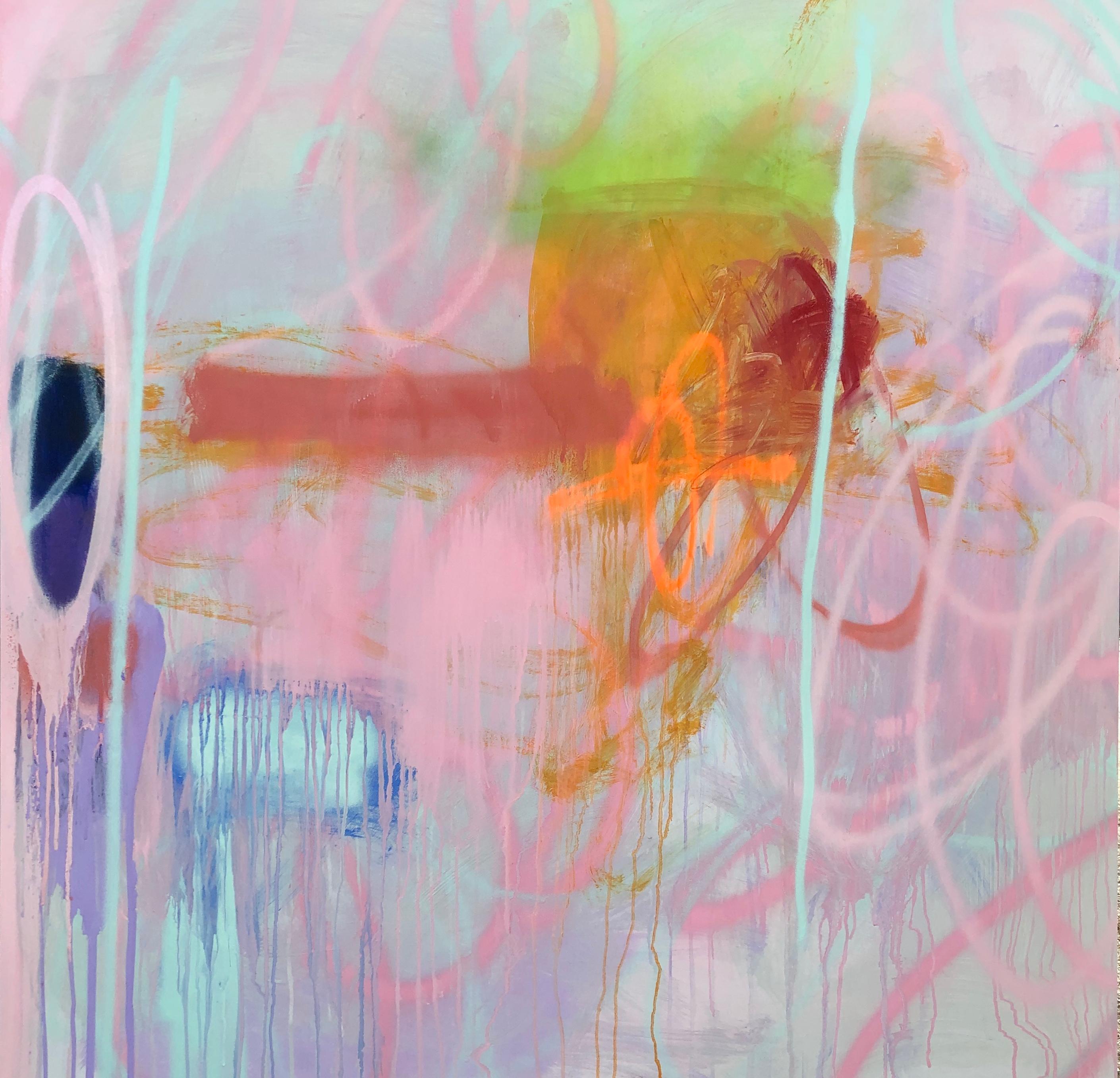 Mirtha Moreno Abstract Painting - Abstract Acrylic on Panel Painting 