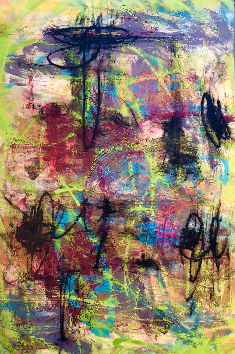 Abstract Painting di Mirtha Moreno - Pittura espressionista astratta su pannello