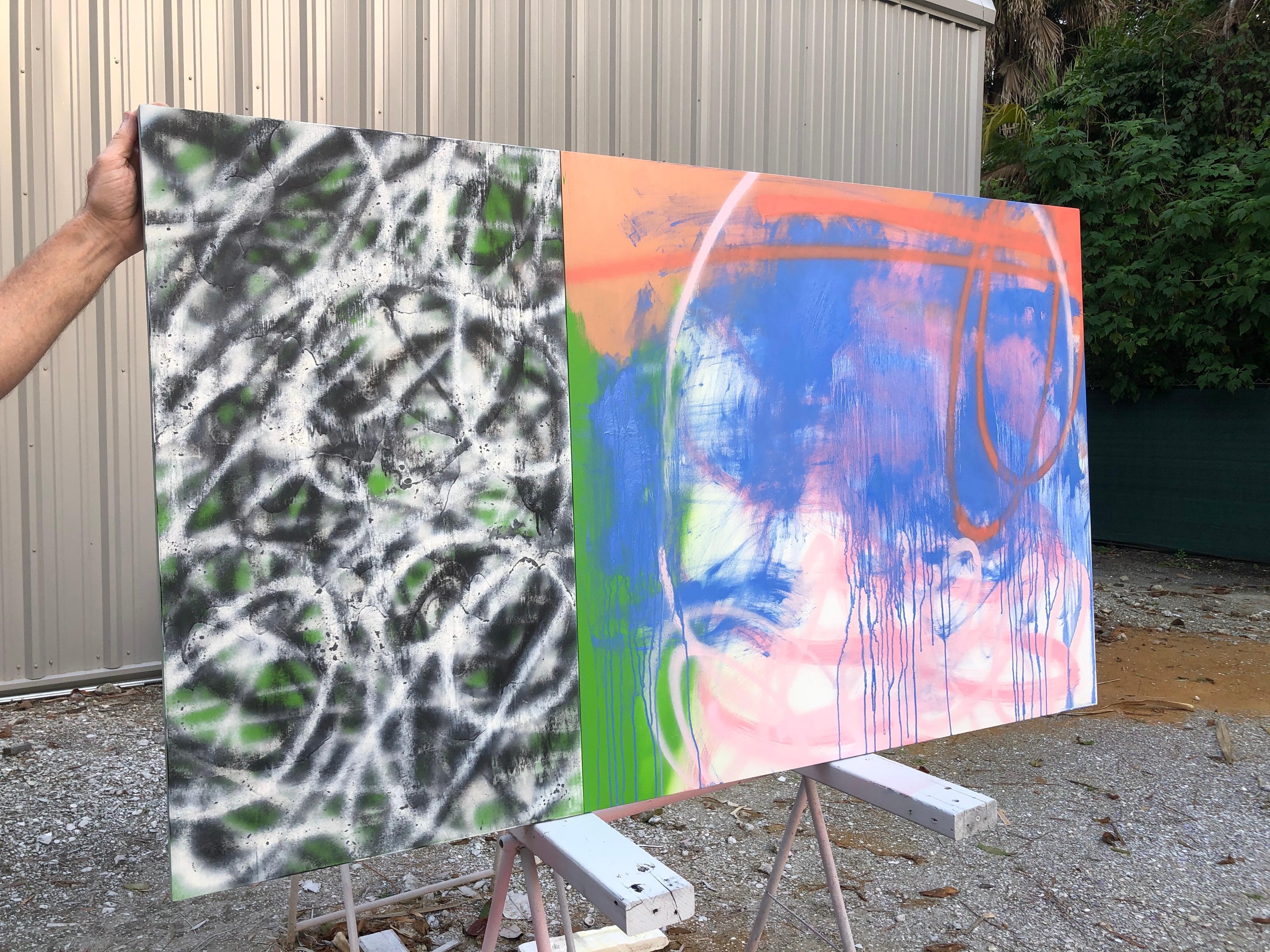 Pittura espressionista astratta su pannello intitolata 