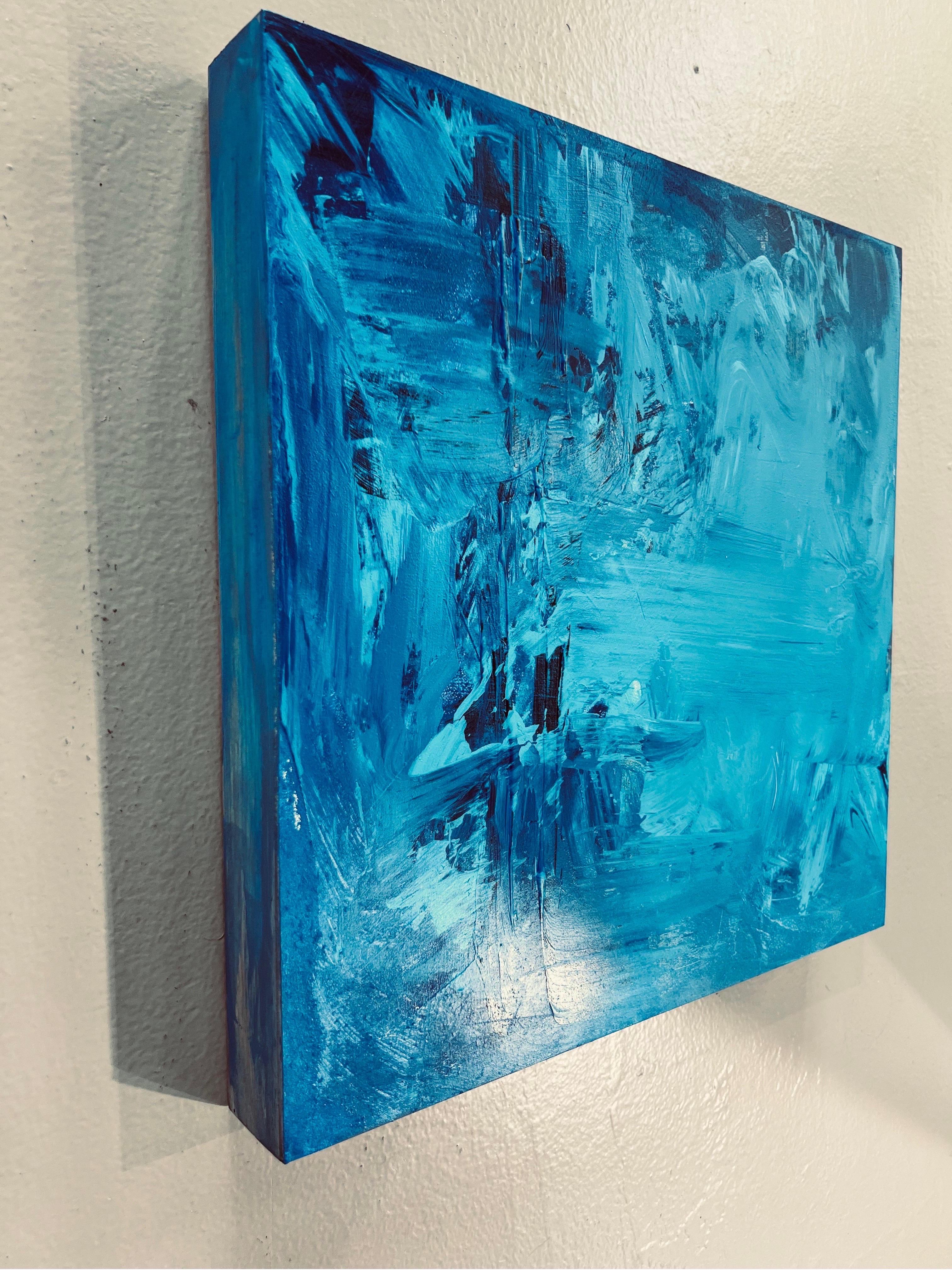 Acrylic Painting on Panel Titled: “Blue Hues I” For Sale 3