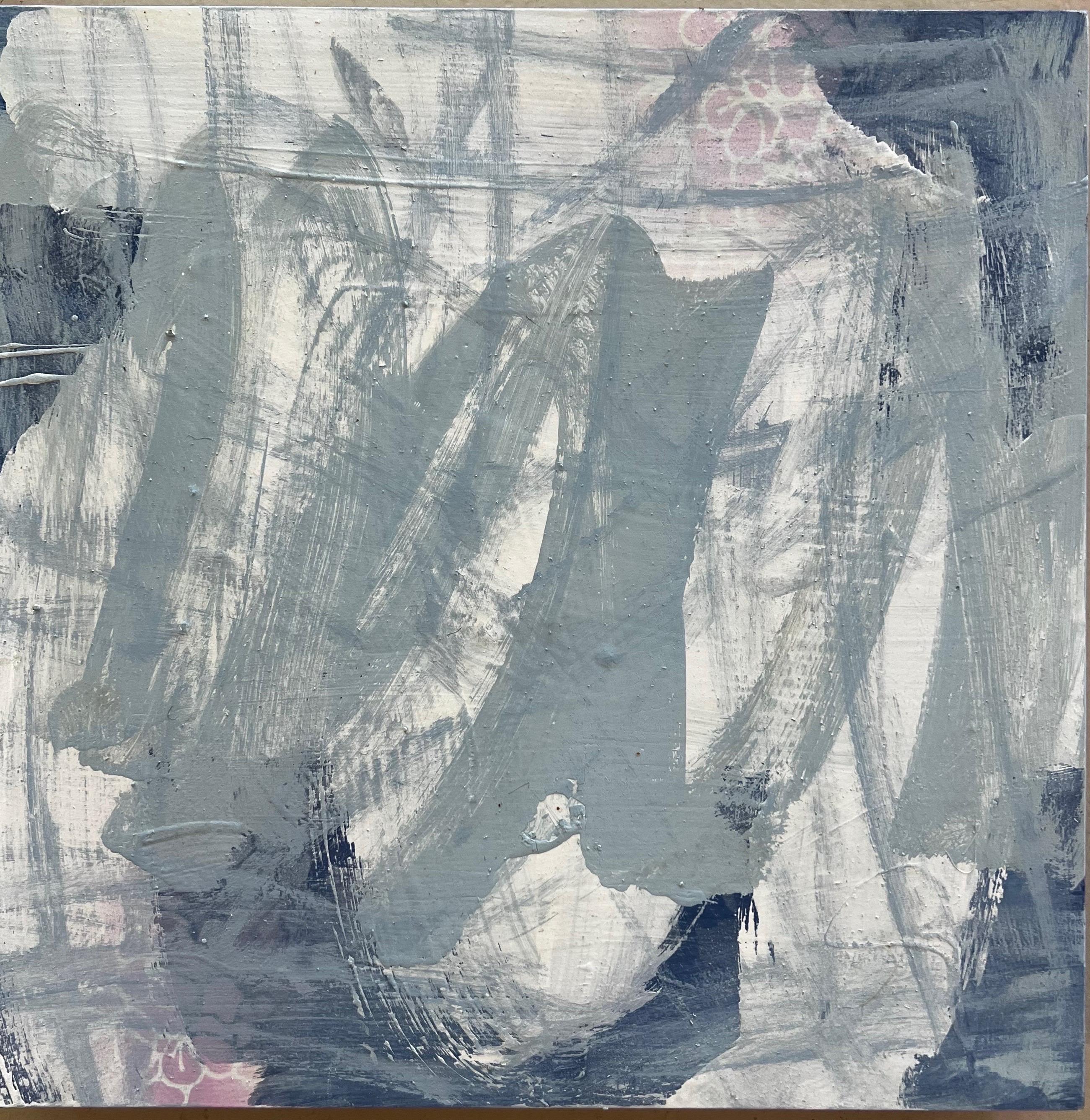 Mirtha Moreno Abstract Painting - Acrylic Painting on Panel titled: “Gray Victorian Sky I”