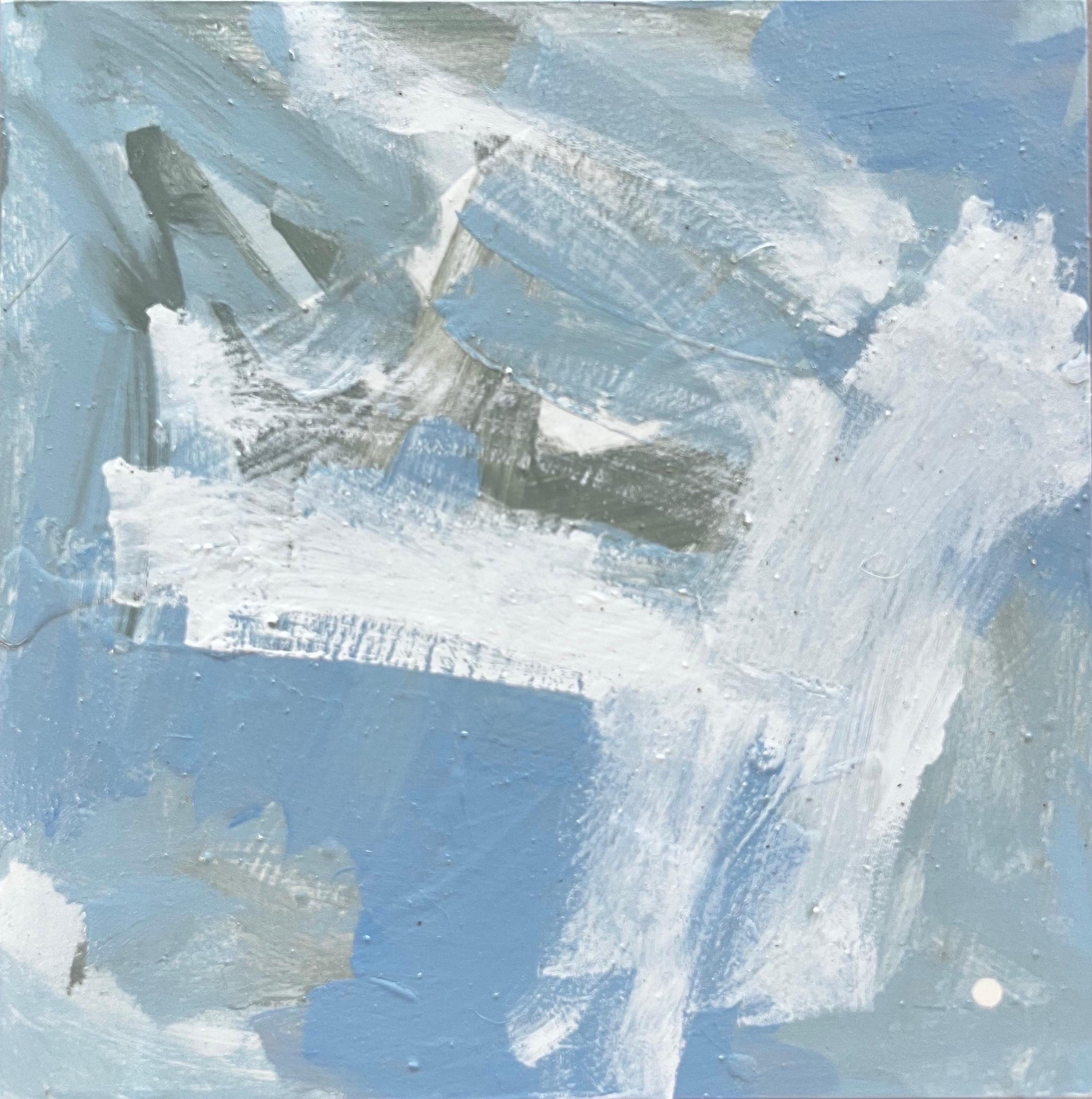Mirtha Moreno Abstract Painting - Acrylic Painting on Panel titled: “Gray Victorian Sky Iii”