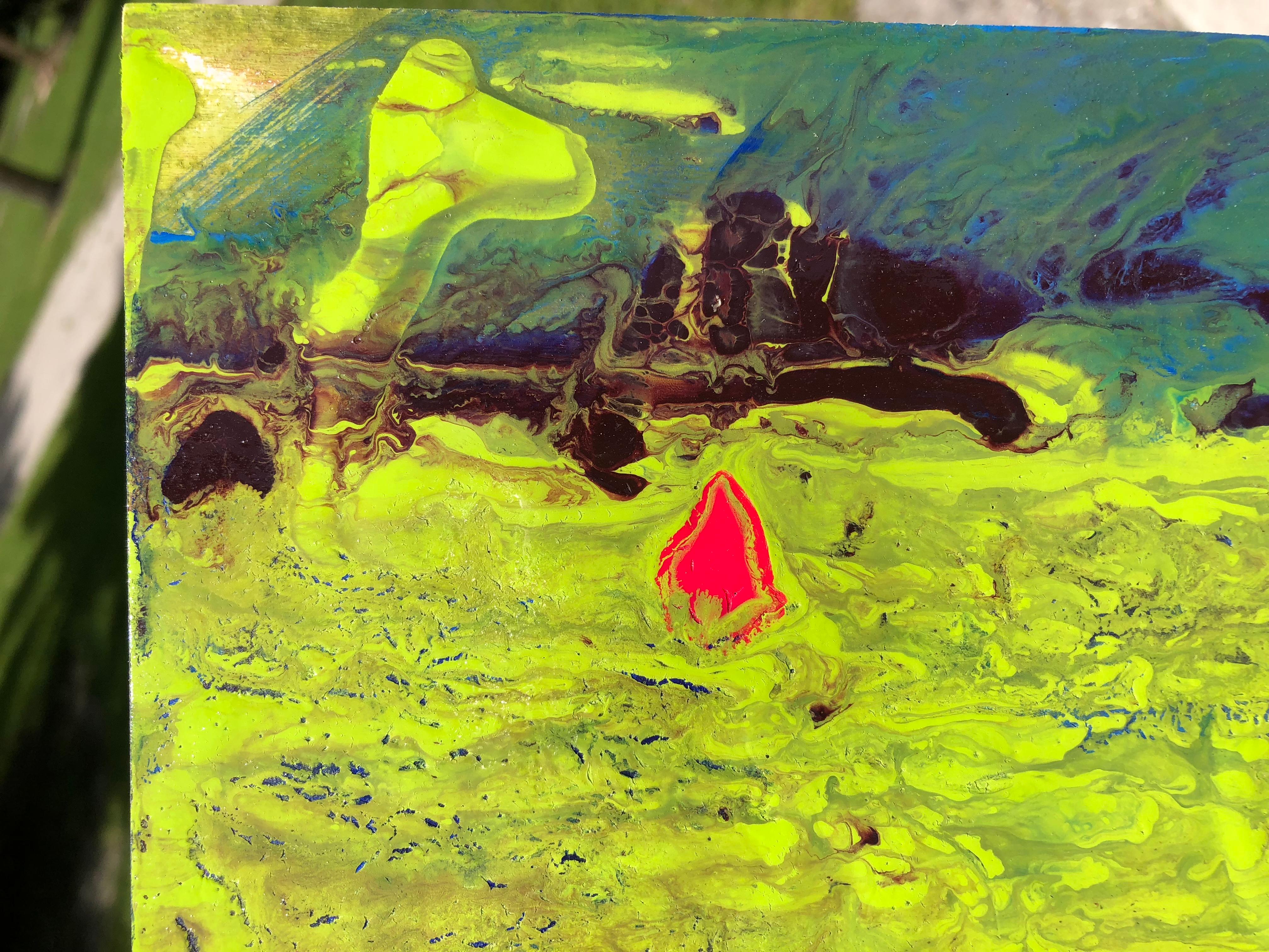 Pittura acrilica intitolata: Citron Borealis - Painting di Mirtha Moreno