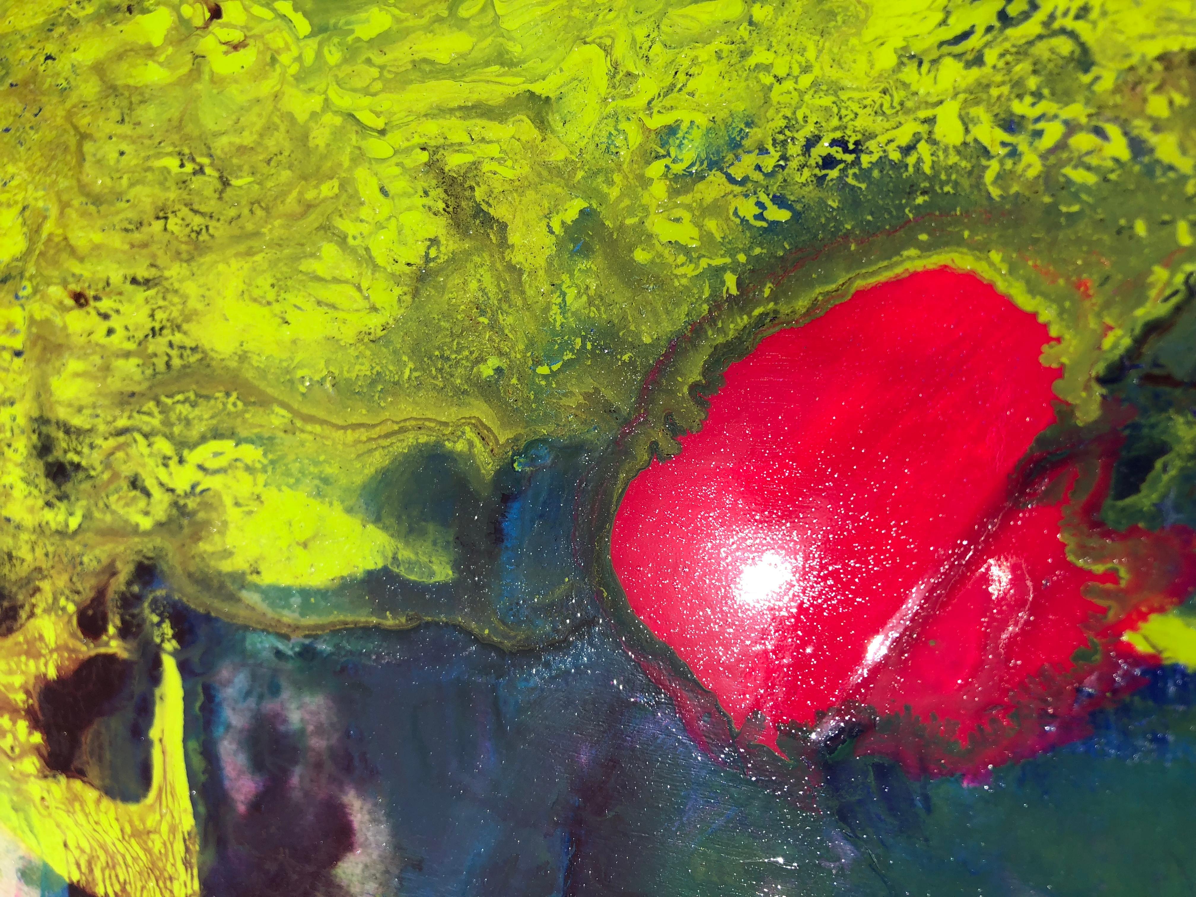 Pittura acrilica intitolata: Citron Borealis - Painting Espressionismo astratto di Mirtha Moreno