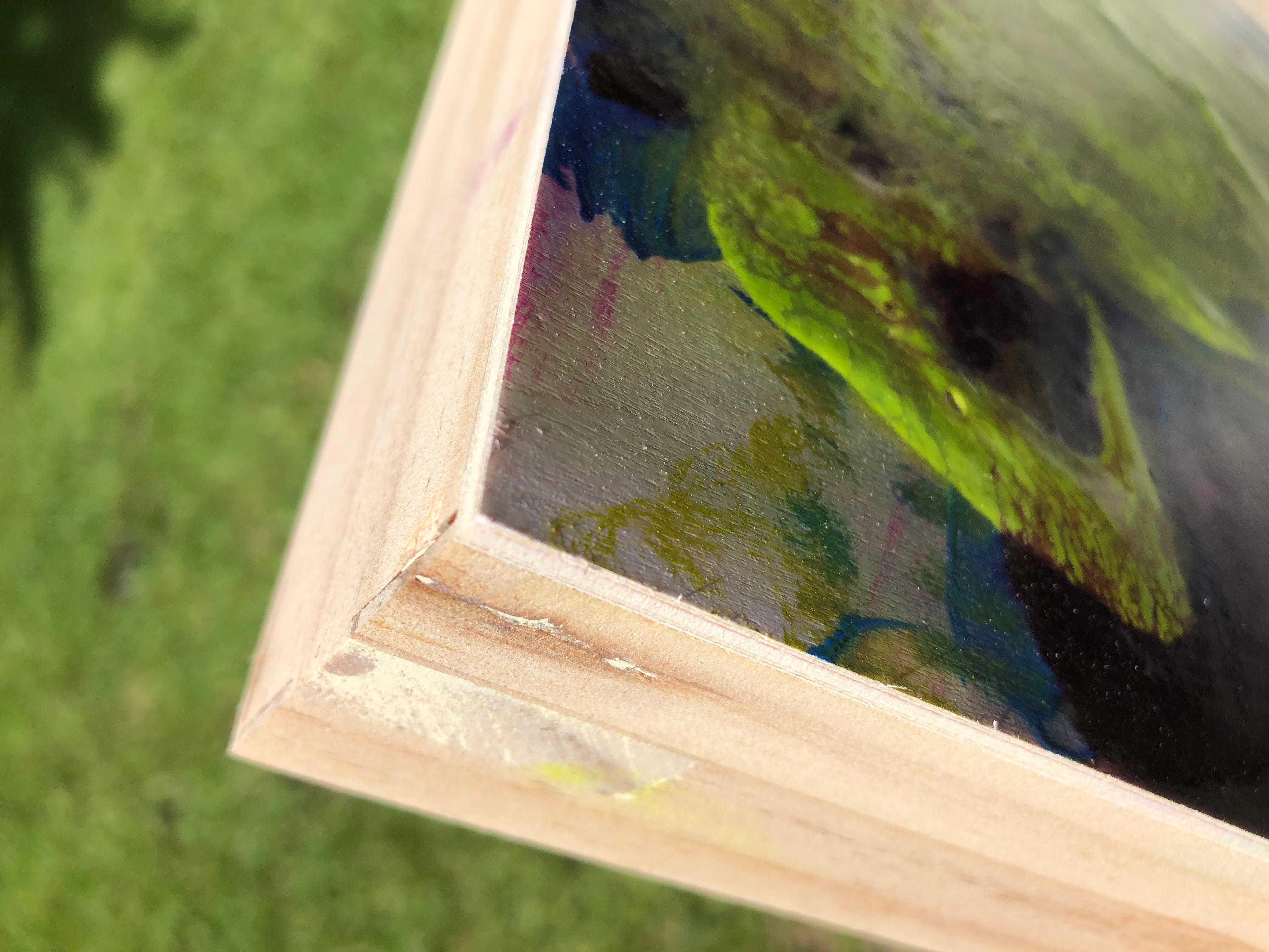 Pittura acrilica intitolata: Citron Borealis - Abstract Painting Verde di Mirtha Moreno