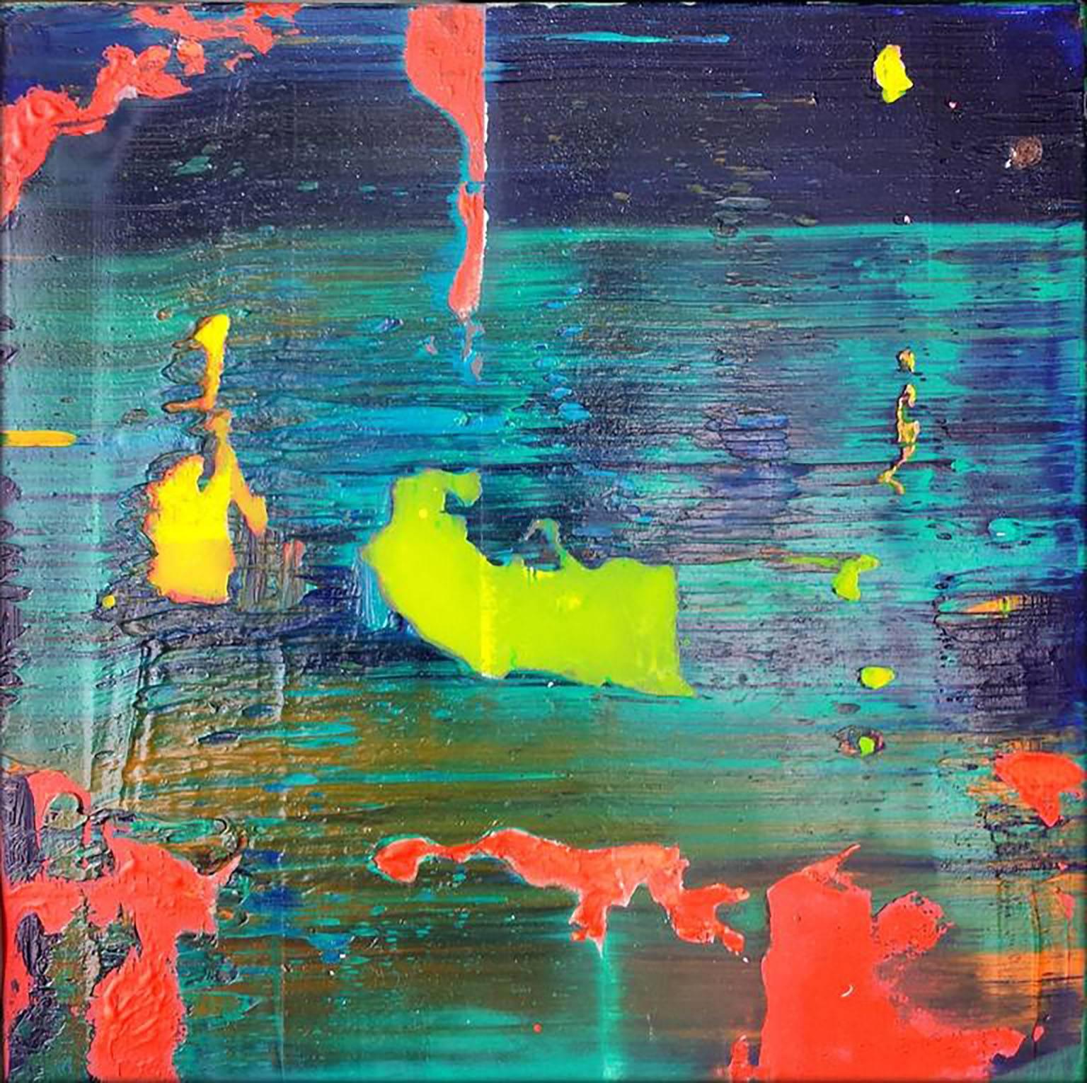 Abstract Painting de Mirtha Moreno - «A la deriva». Óleo sobre tabla de madera  11 x 11