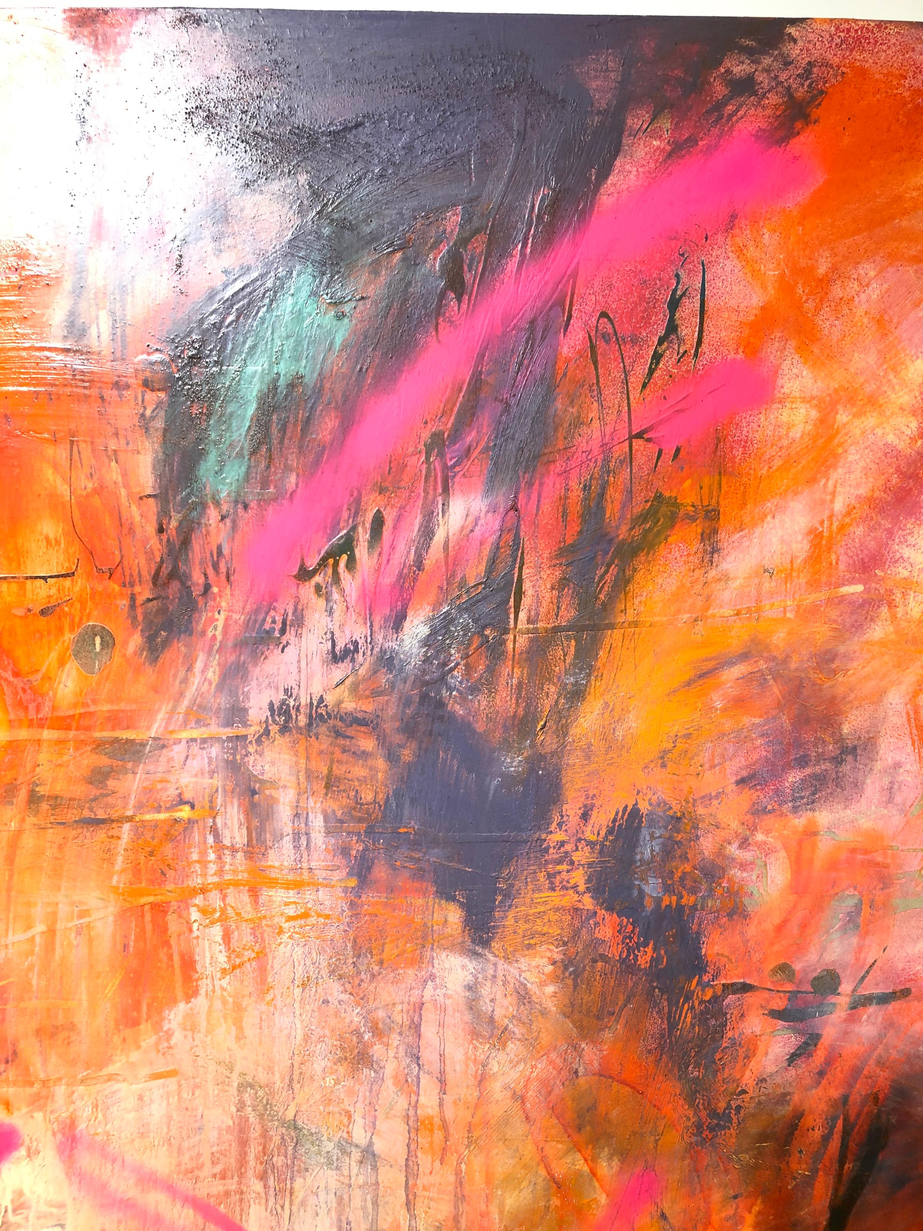 Large Abstract Expressionist Oil Painting on Panel 47 x 84 2