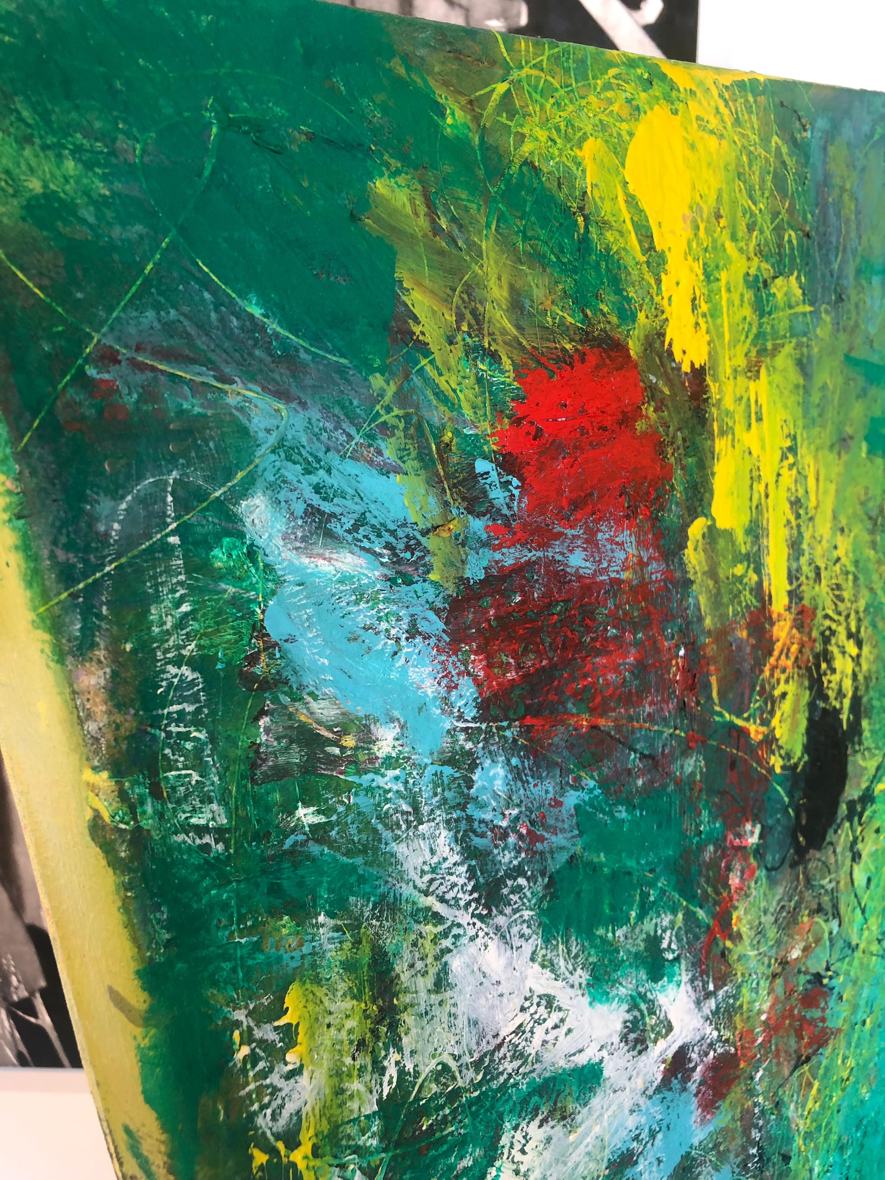 Grande peinture à l'huile sur toile intitulée : Emerald City en vente 5
