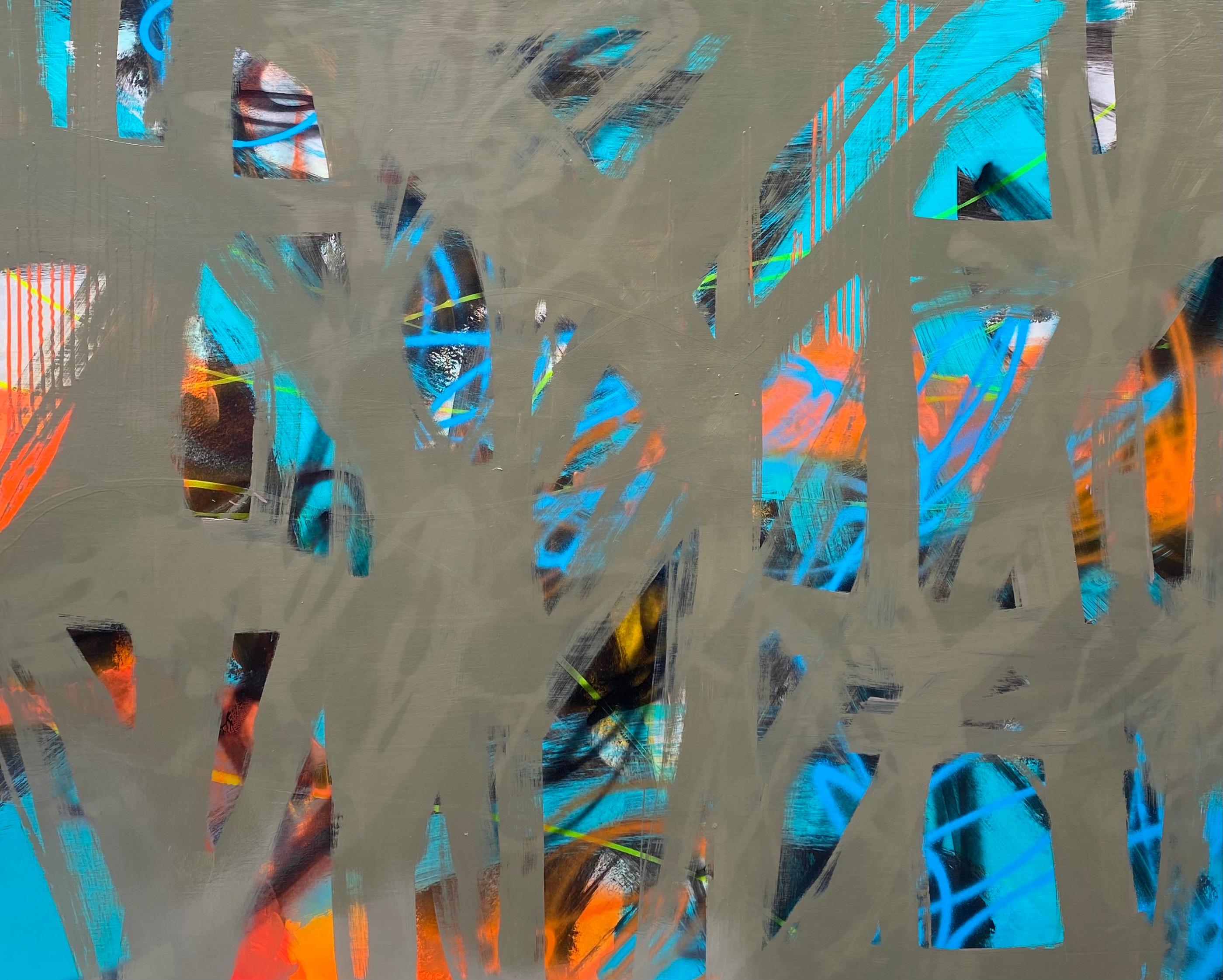 Abstract Painting Mirtha Moreno - Grande peinture intitulée Crush Cold Crush  48 x 60