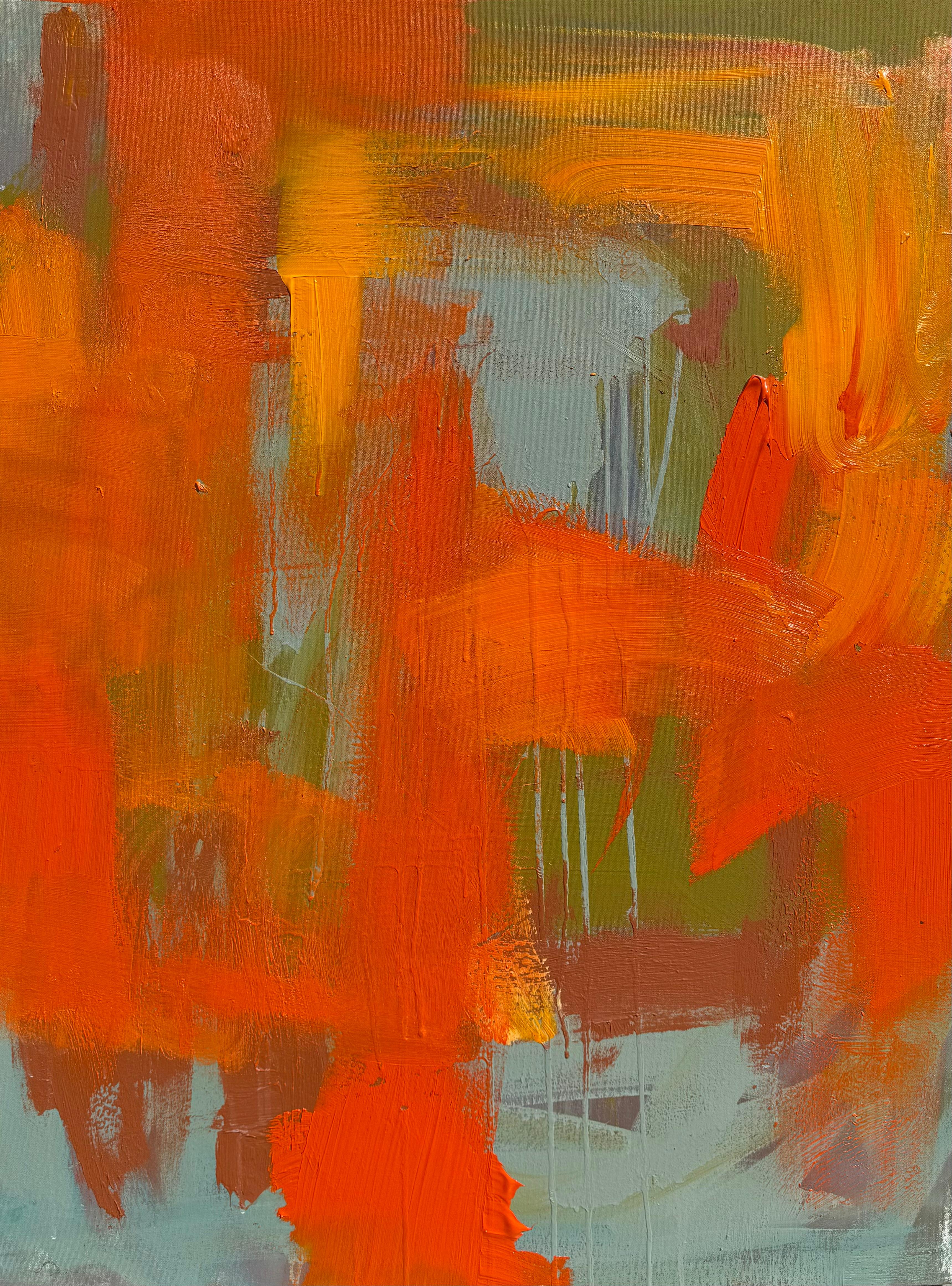 Abstract Painting di Mirtha Moreno - Tecnica mista su tela "AbEx Orange Series 005"