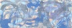 Pintura al óleo sobre lienzo titulada "AbEx Blue Series 31" 22 x 55