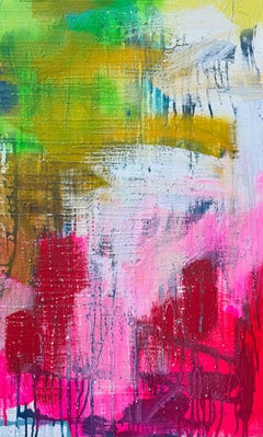 Pintura al óleo sobre lienzo titulada "AbEx Serie fluorescente 04" 25 x 40