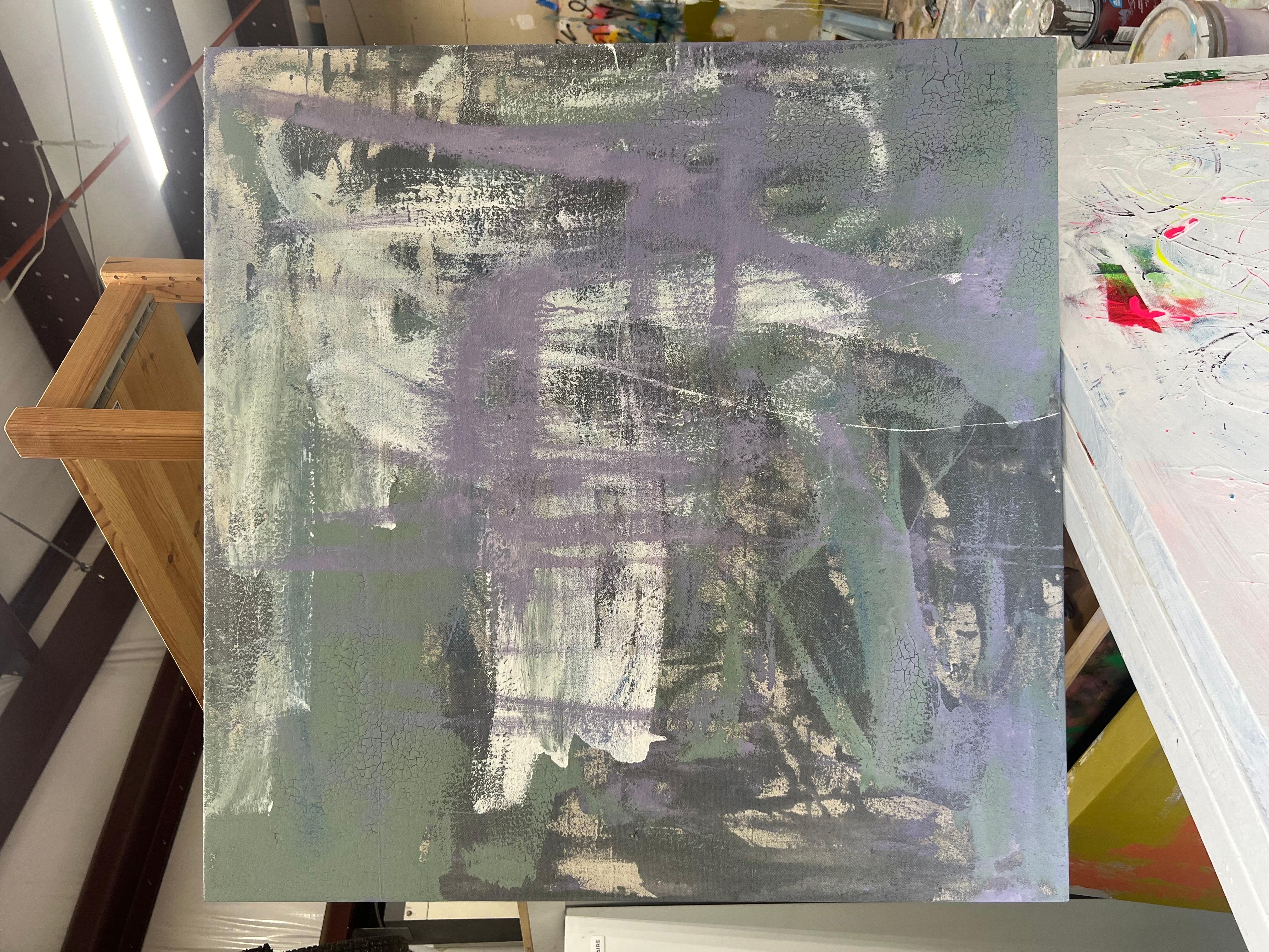 Oil on Canvas Painting Titled “AbEx Mauve Series 24” 33 x 33 For Sale 2