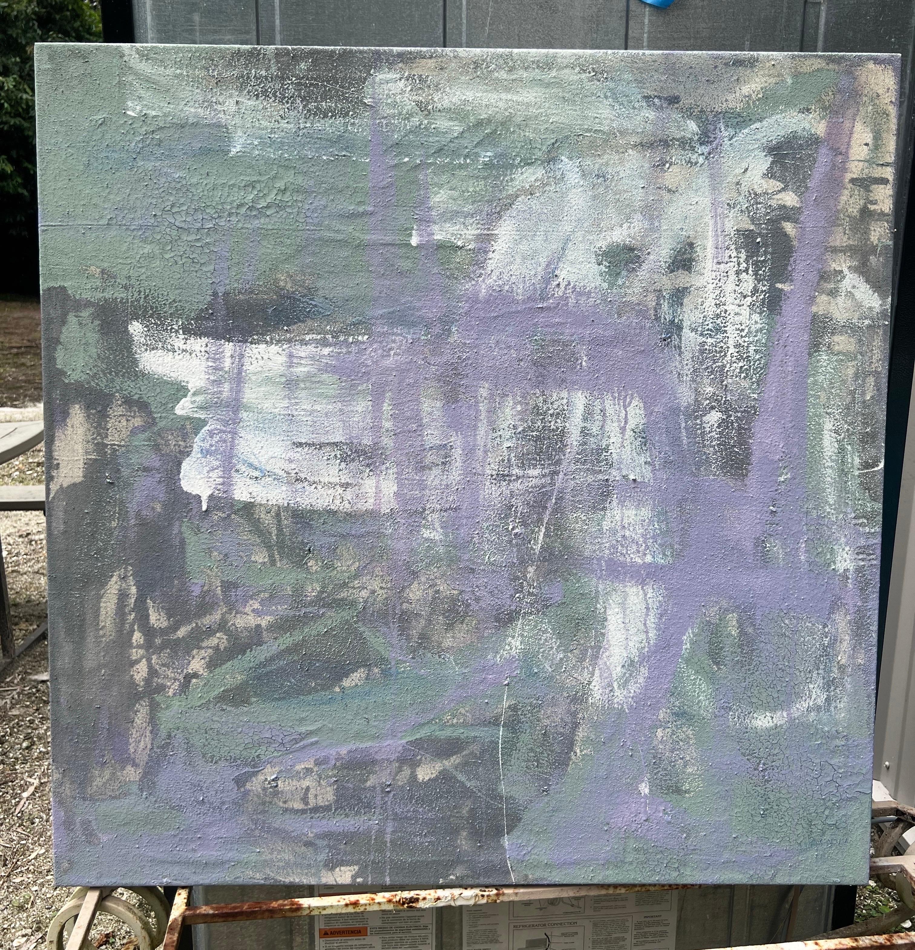 Oil on Canvas Painting Titled “AbEx Mauve Series 24” 33 x 33 For Sale 3